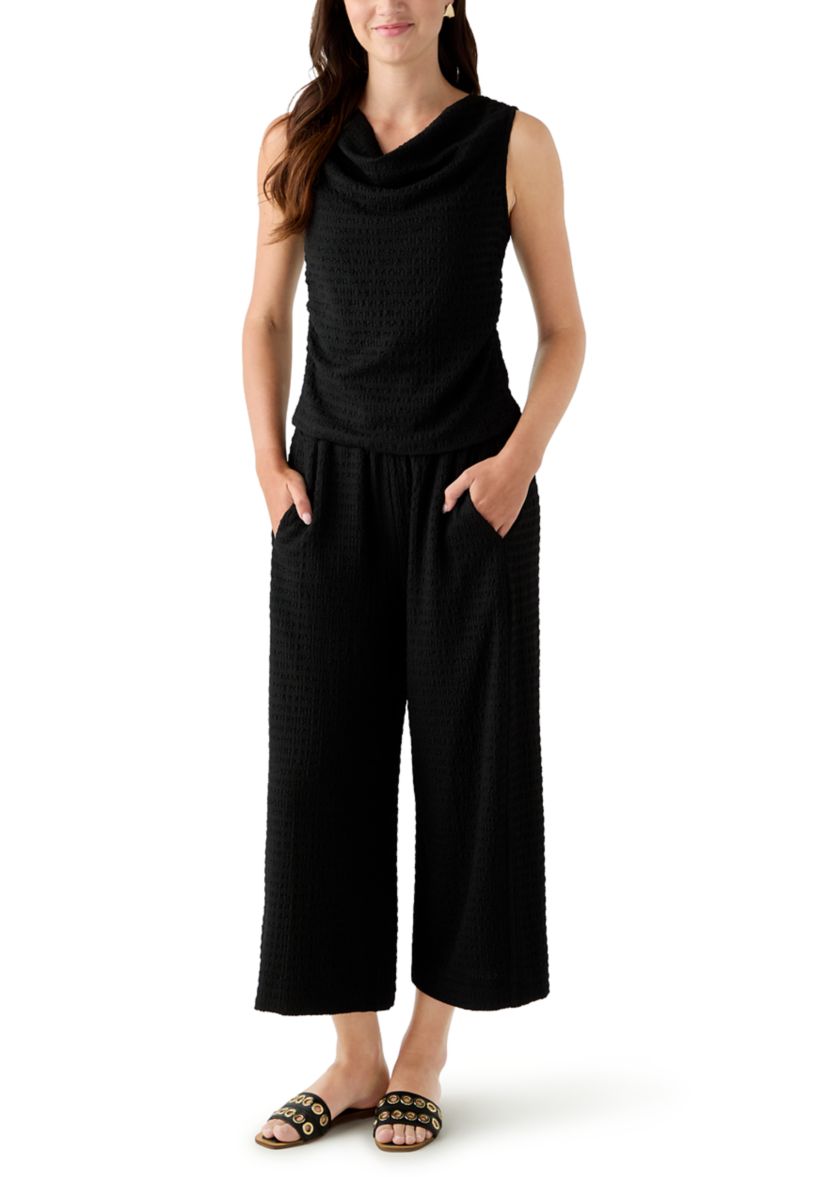 Womens Textured Knit Wide Leg Pants