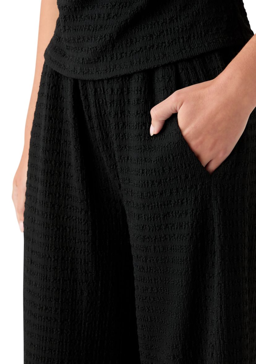 Womens Textured Knit Wide Leg Pants