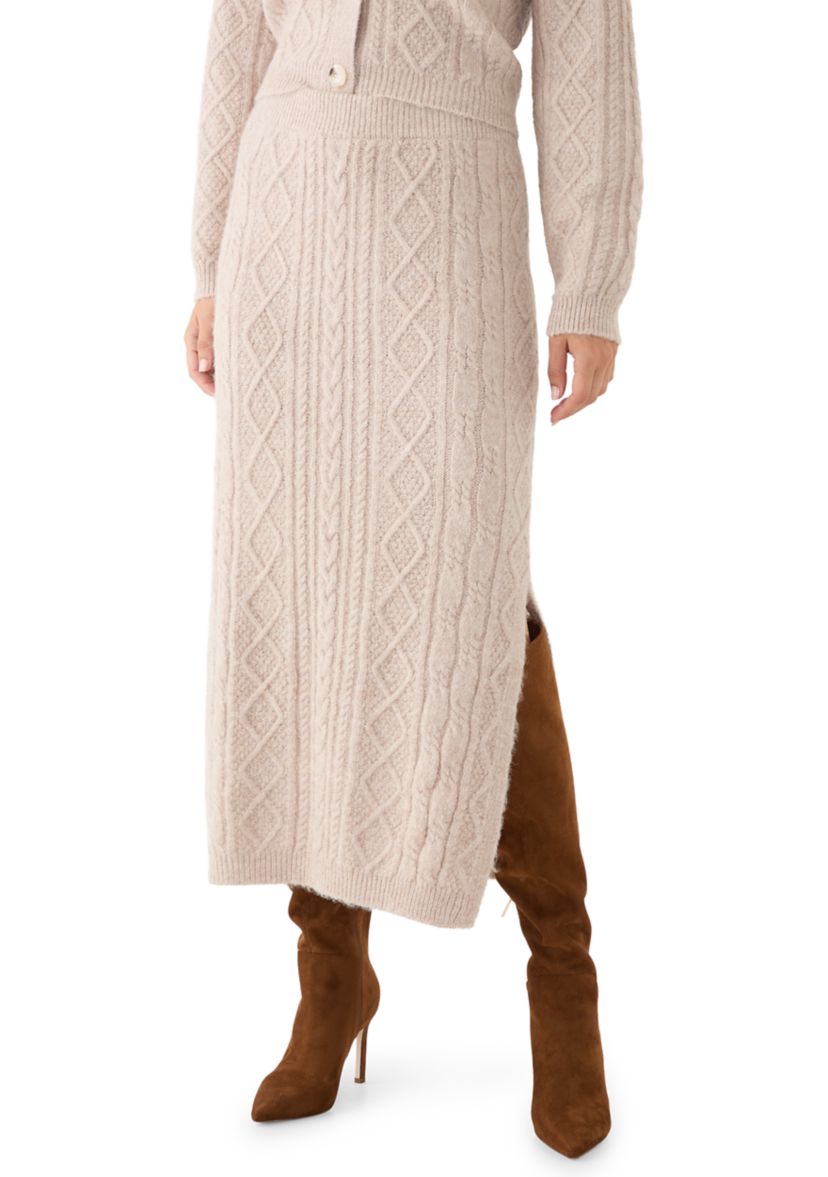 Womens Cable Sweater Skirt with Side Slit