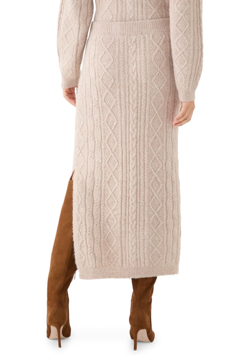 Womens Cable Sweater Skirt with Side Slit