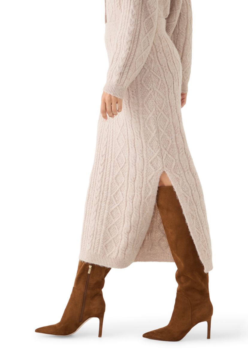 Womens Cable Sweater Skirt with Side Slit