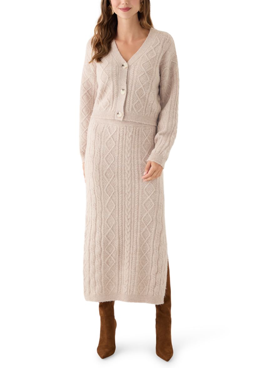 Womens Cable Sweater Skirt with Side Slit