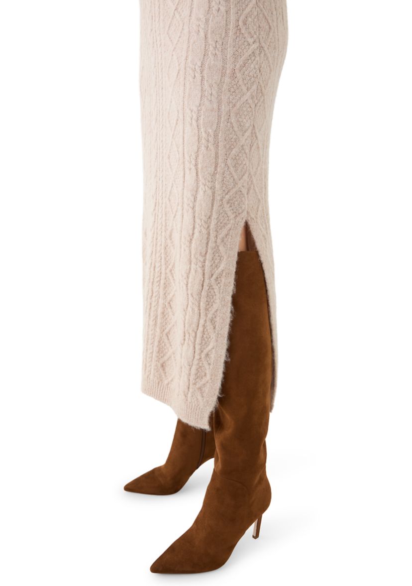 Womens Cable Sweater Skirt with Side Slit