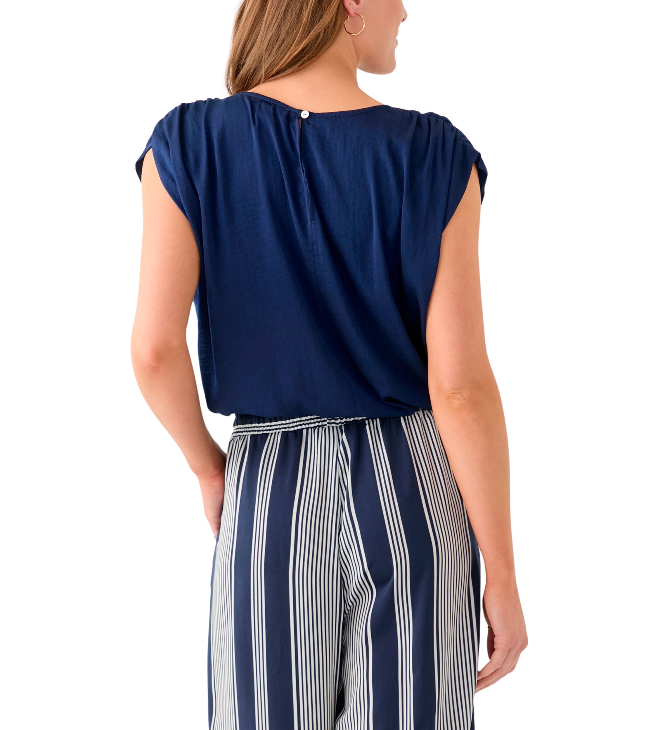 Womens Cap Sleeve Washer Satin Solid Top