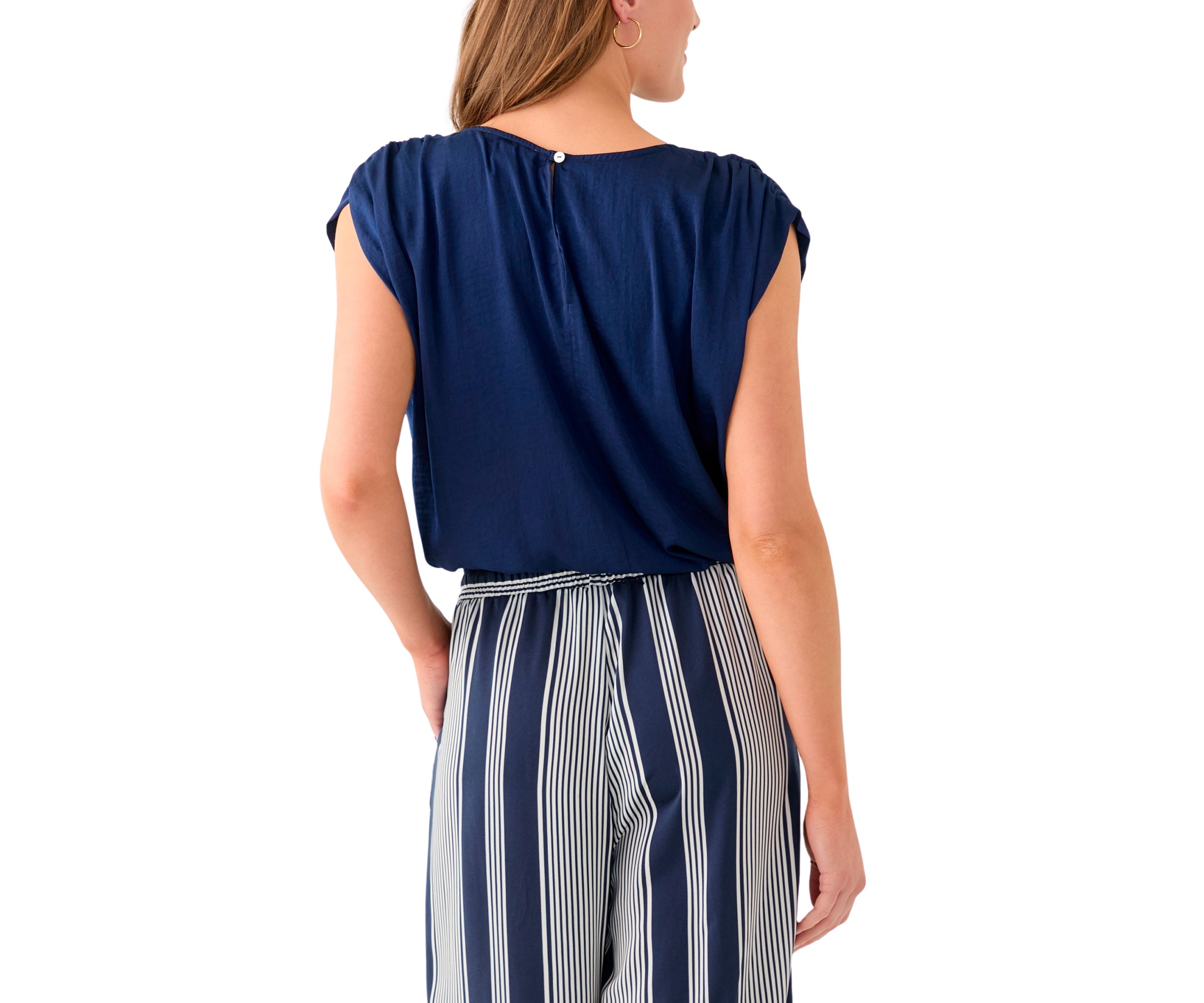 Womens Cap Sleeve Washer Satin Solid Top