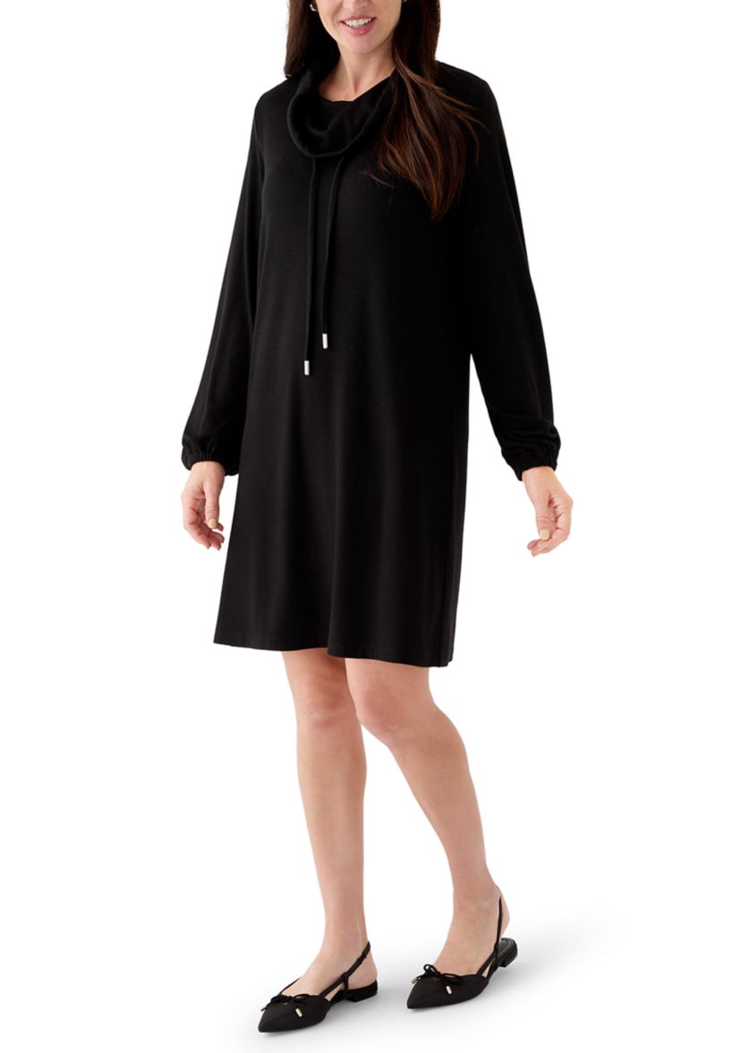 Womens Knit Sweater Dress with Cowl Neck