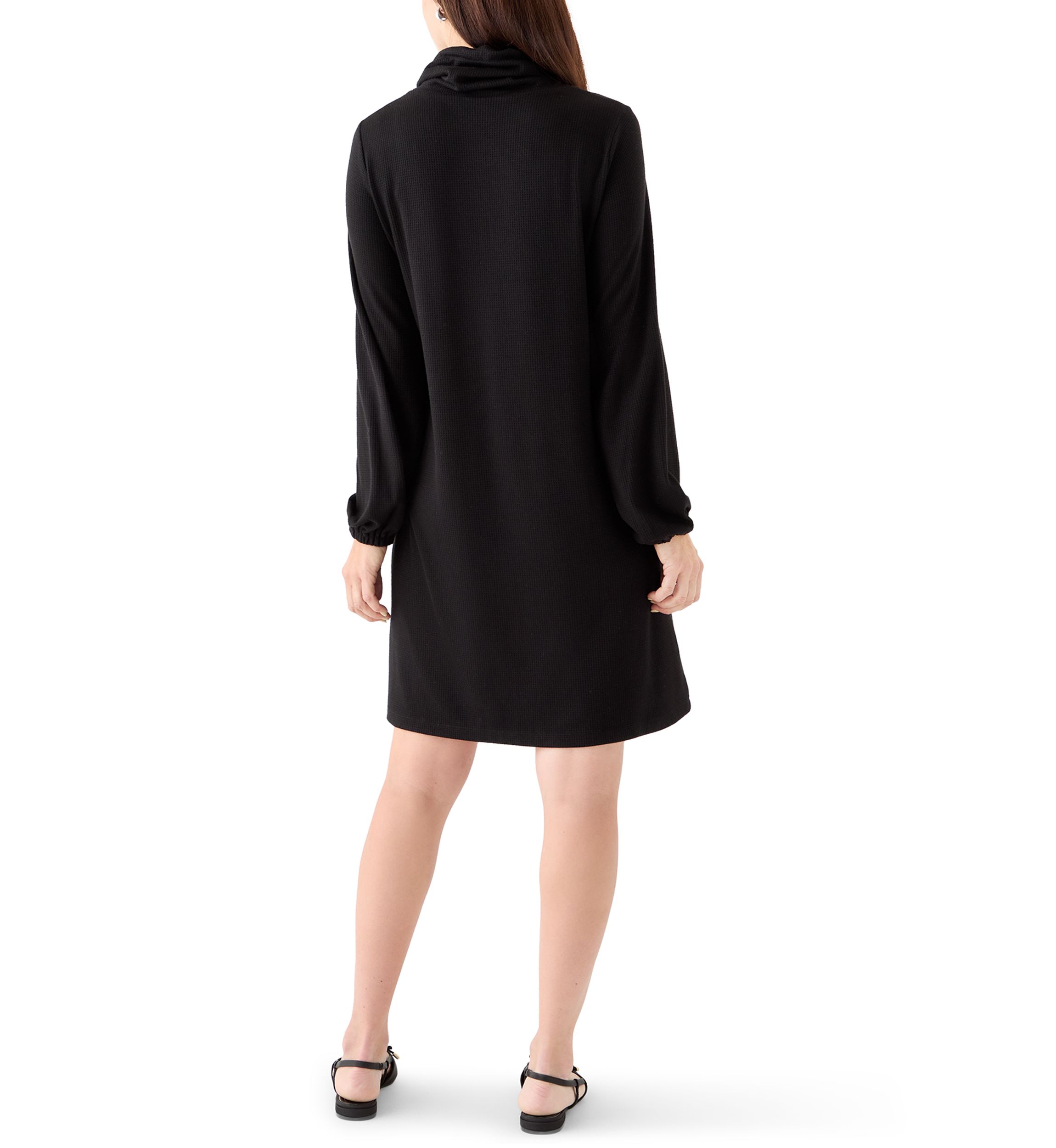 Womens Knit Sweater Dress with Cowl Neck