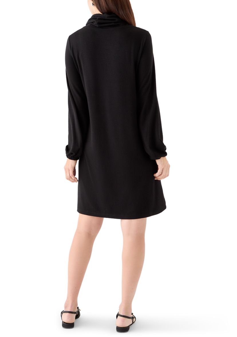 Womens Knit Sweater Dress with Cowl Neck