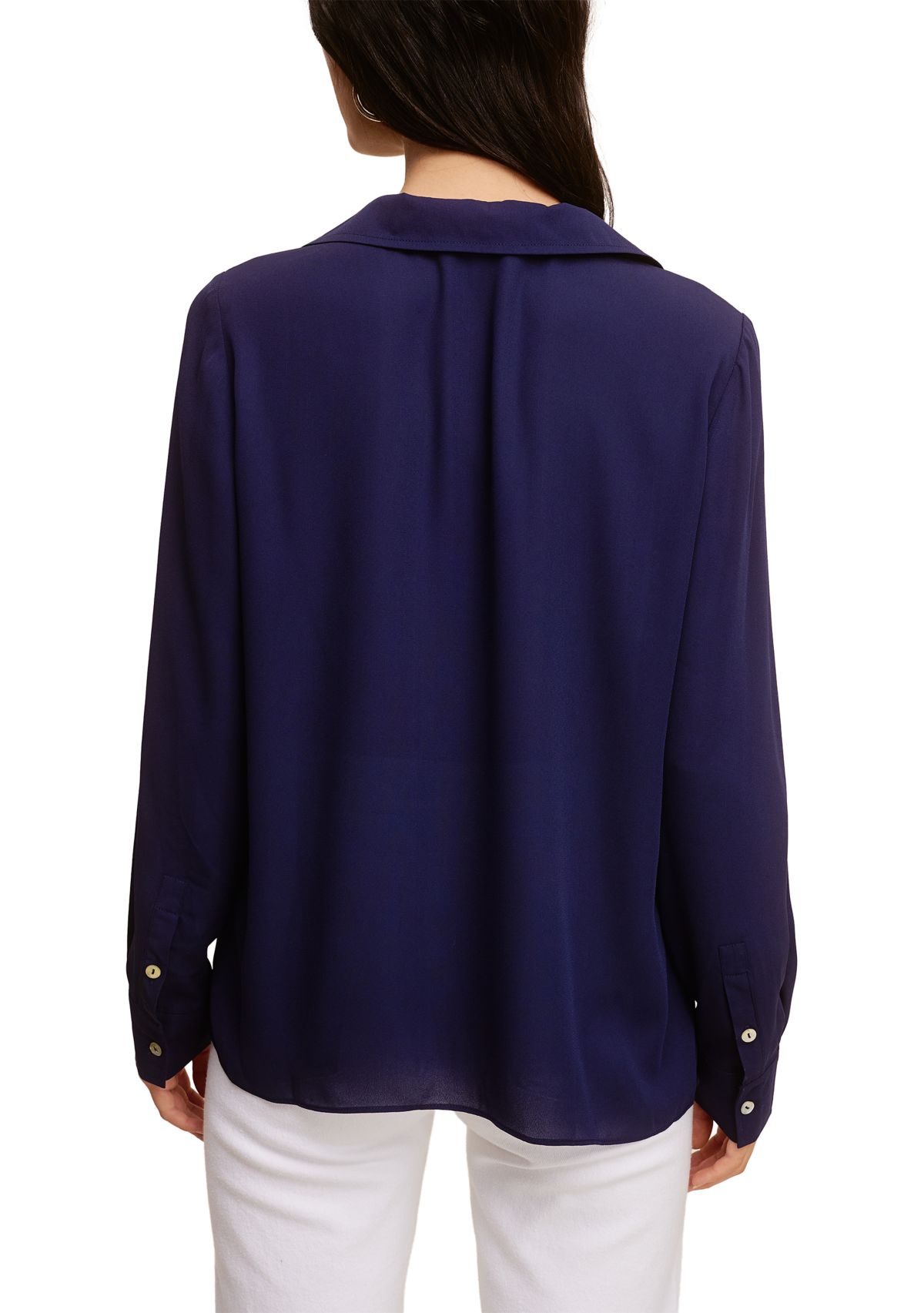 Womens Lace Trim Long Sleeve Blouse