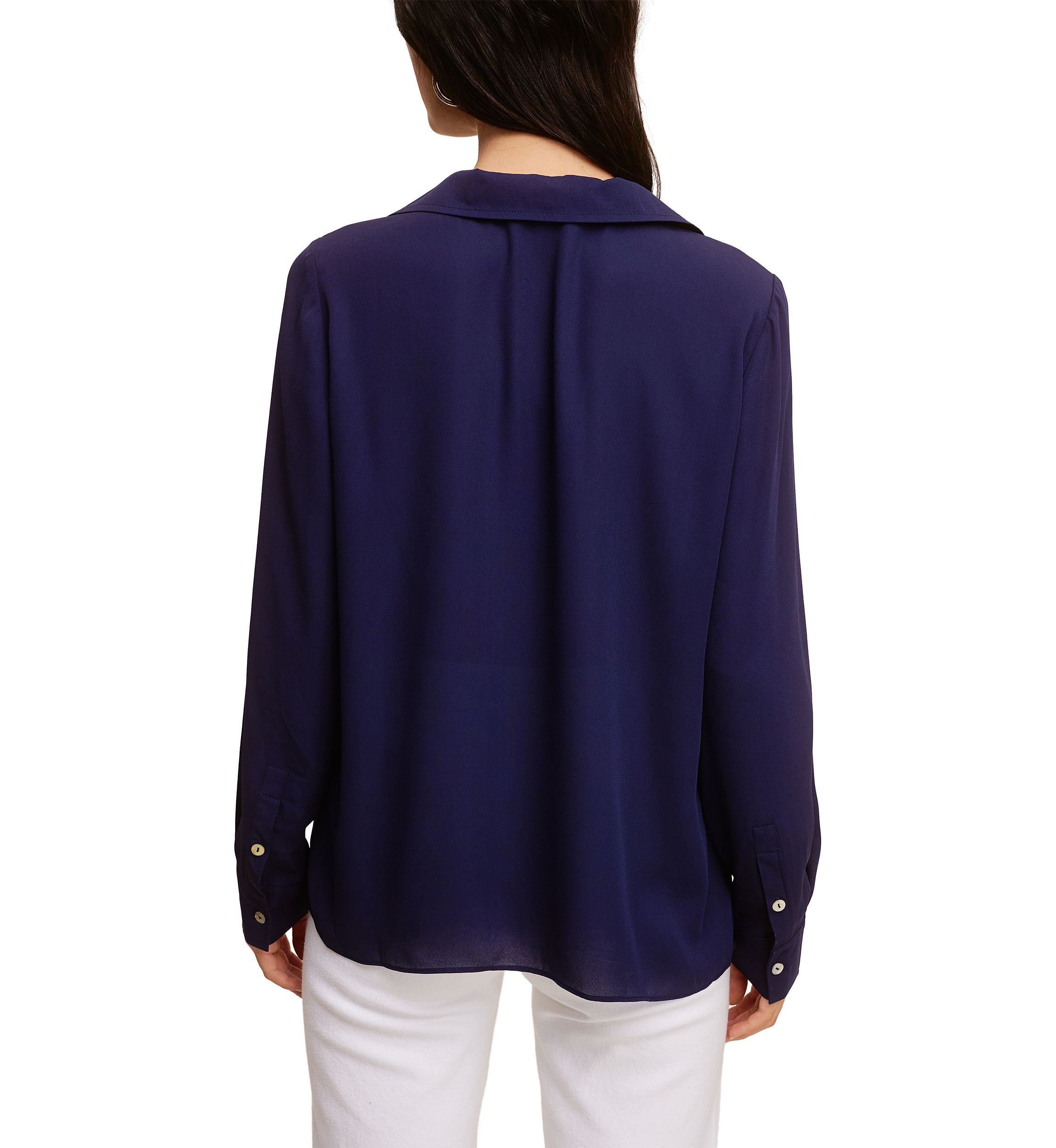 Womens Lace Trim Long Sleeve Blouse