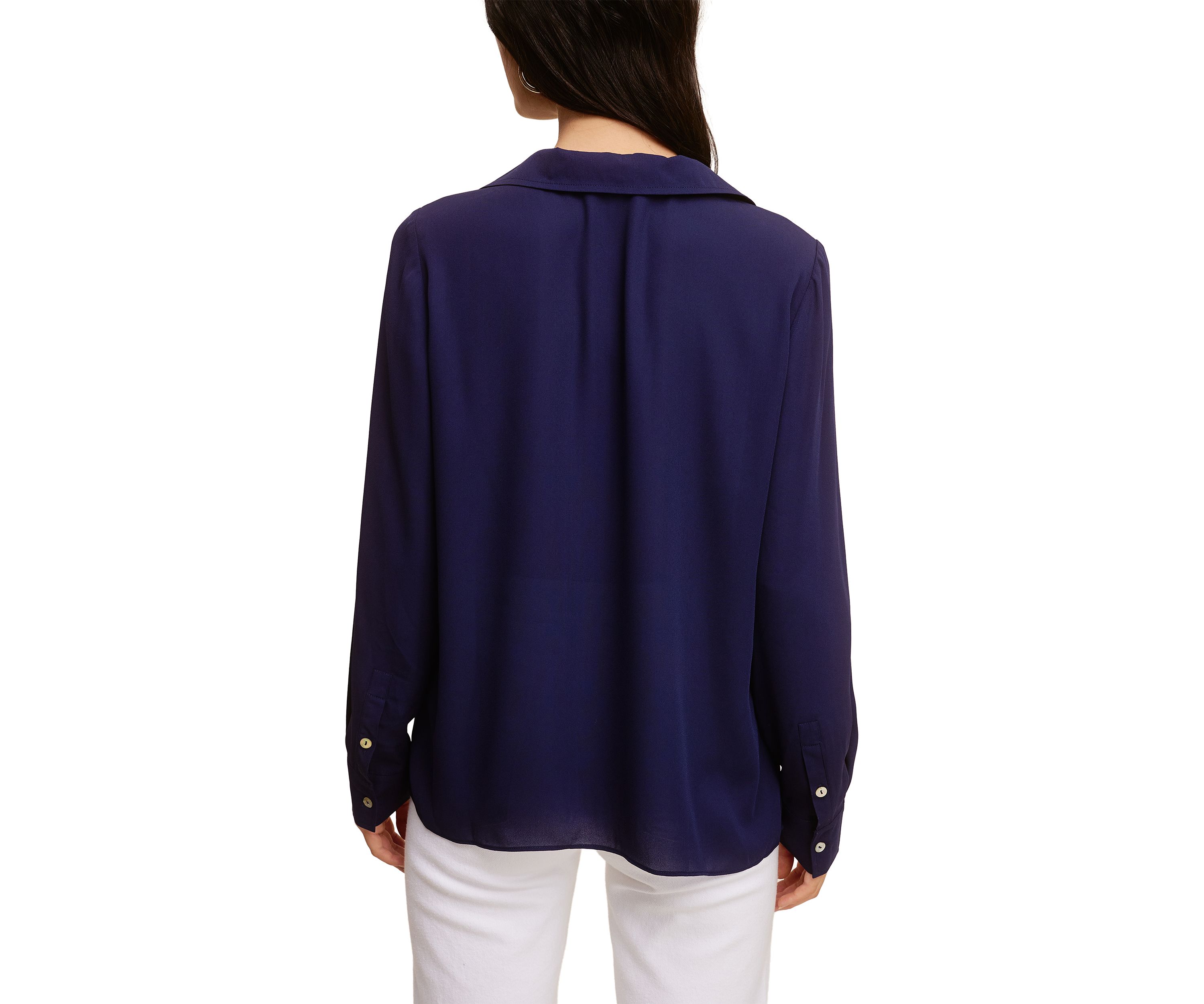Womens Lace Trim Long Sleeve Blouse