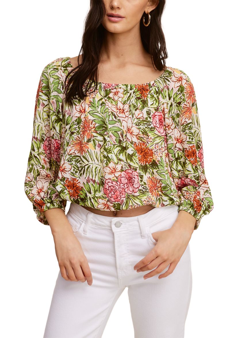 Womens Long Sleeve Floral Printed Blouse