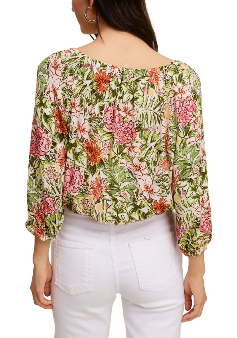 Womens Long Sleeve Floral Printed Blouse