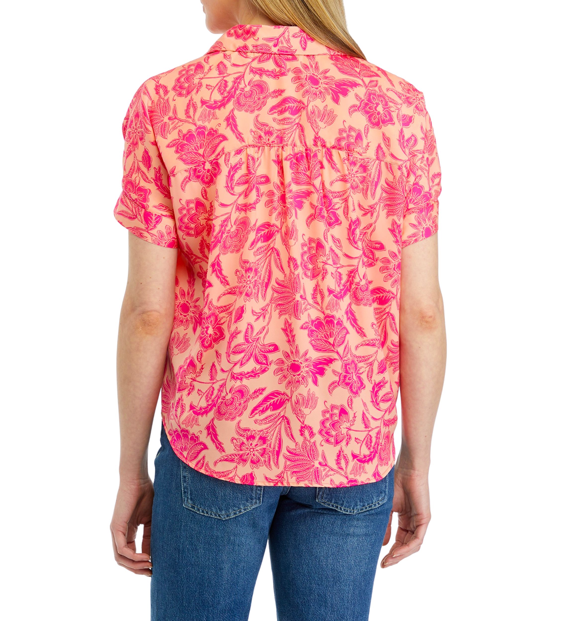 Womens Printed Split Neck Satin Blouse