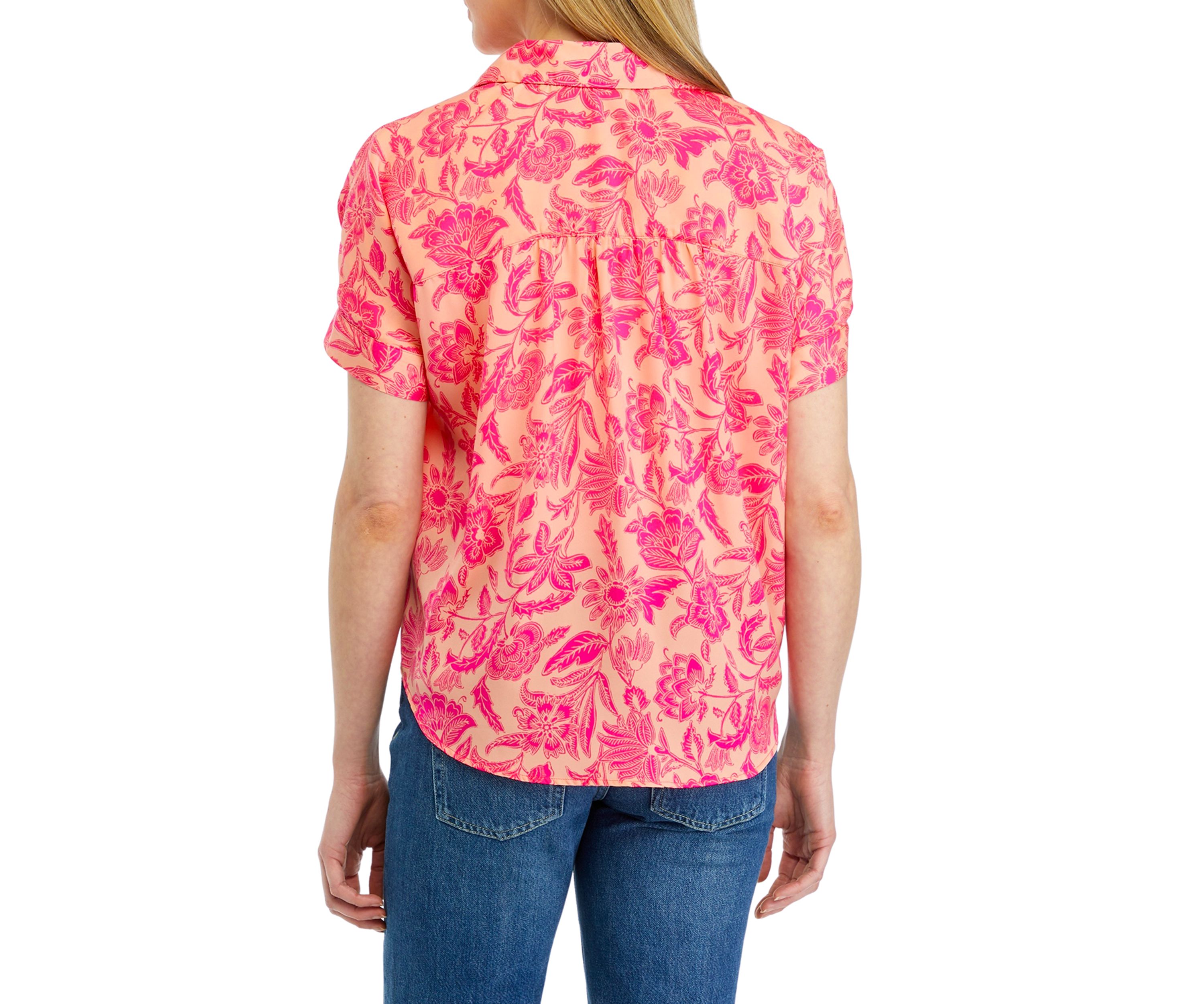 Womens Printed Split Neck Satin Blouse