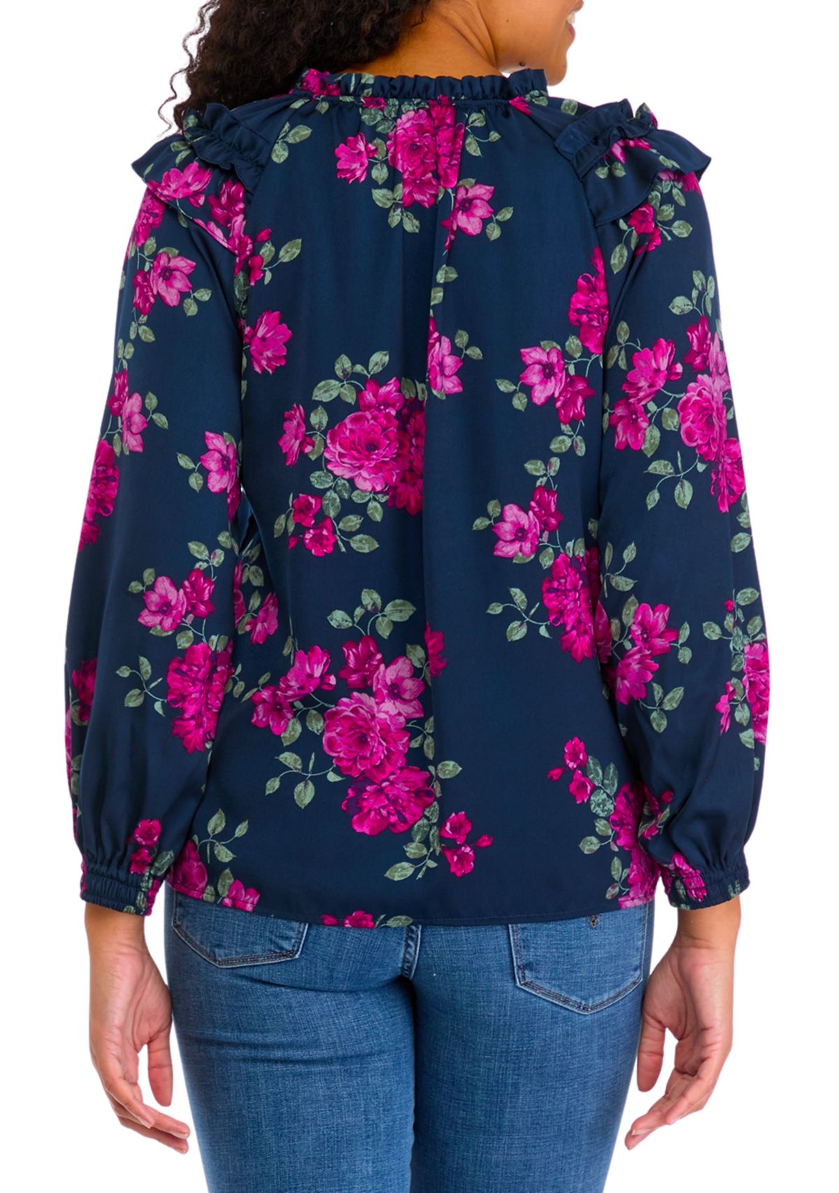 Womens Long Sleeve Print Washer Woven Blouse