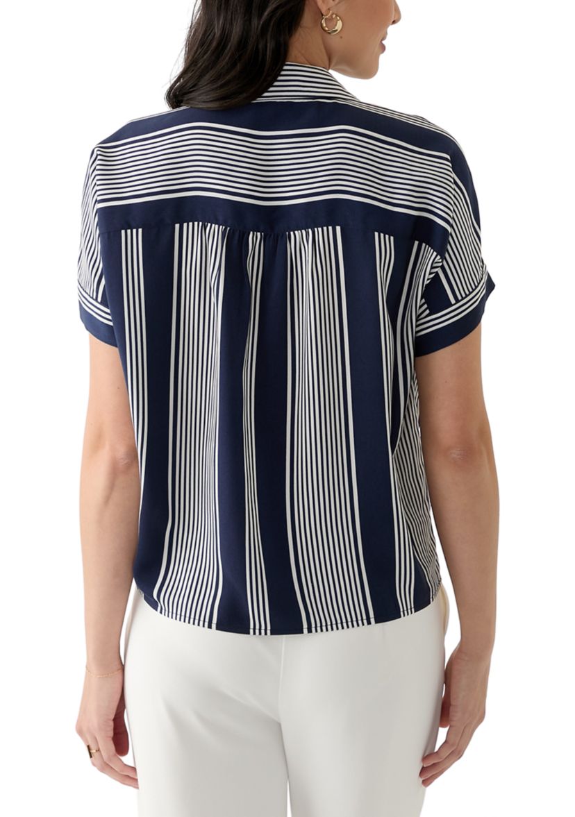 Womens Printed Satin Washed Blouse