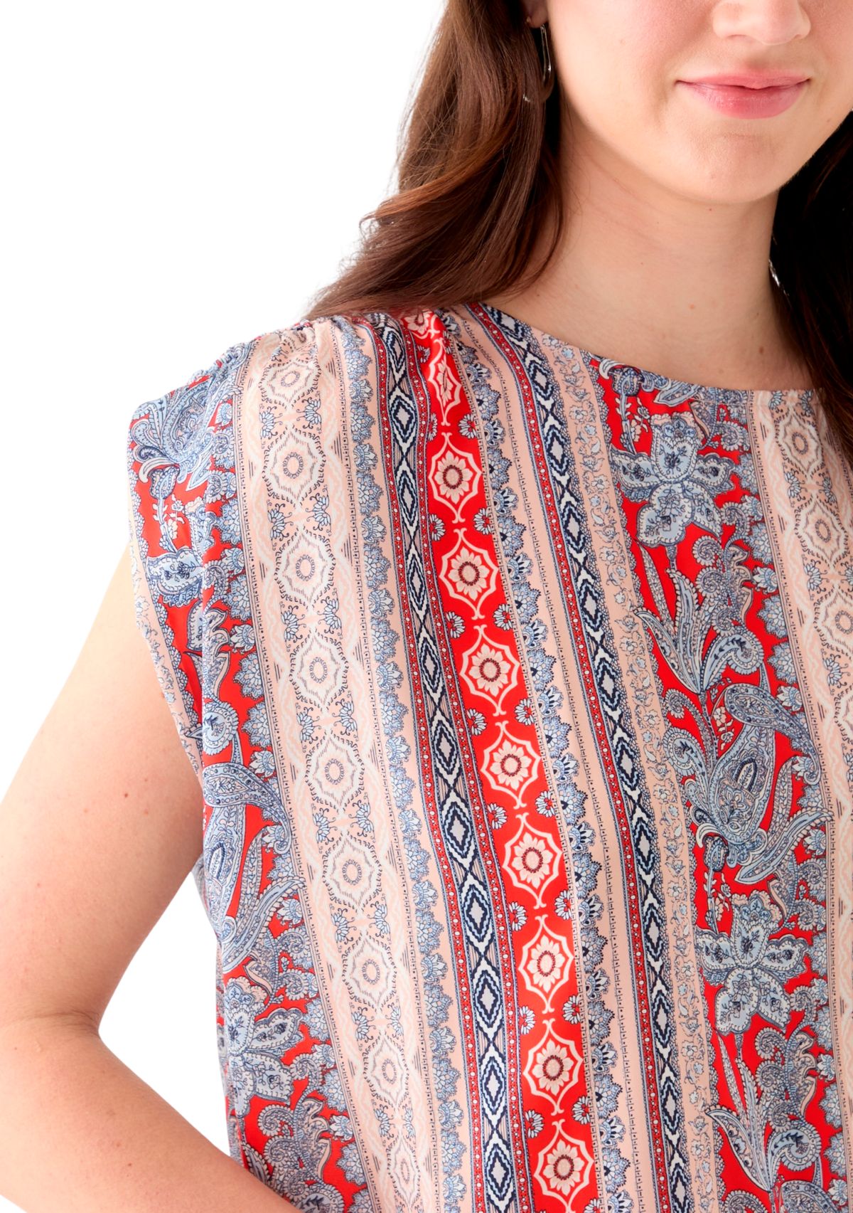 Womens Cap Sleeve Washer Satin Printed Top