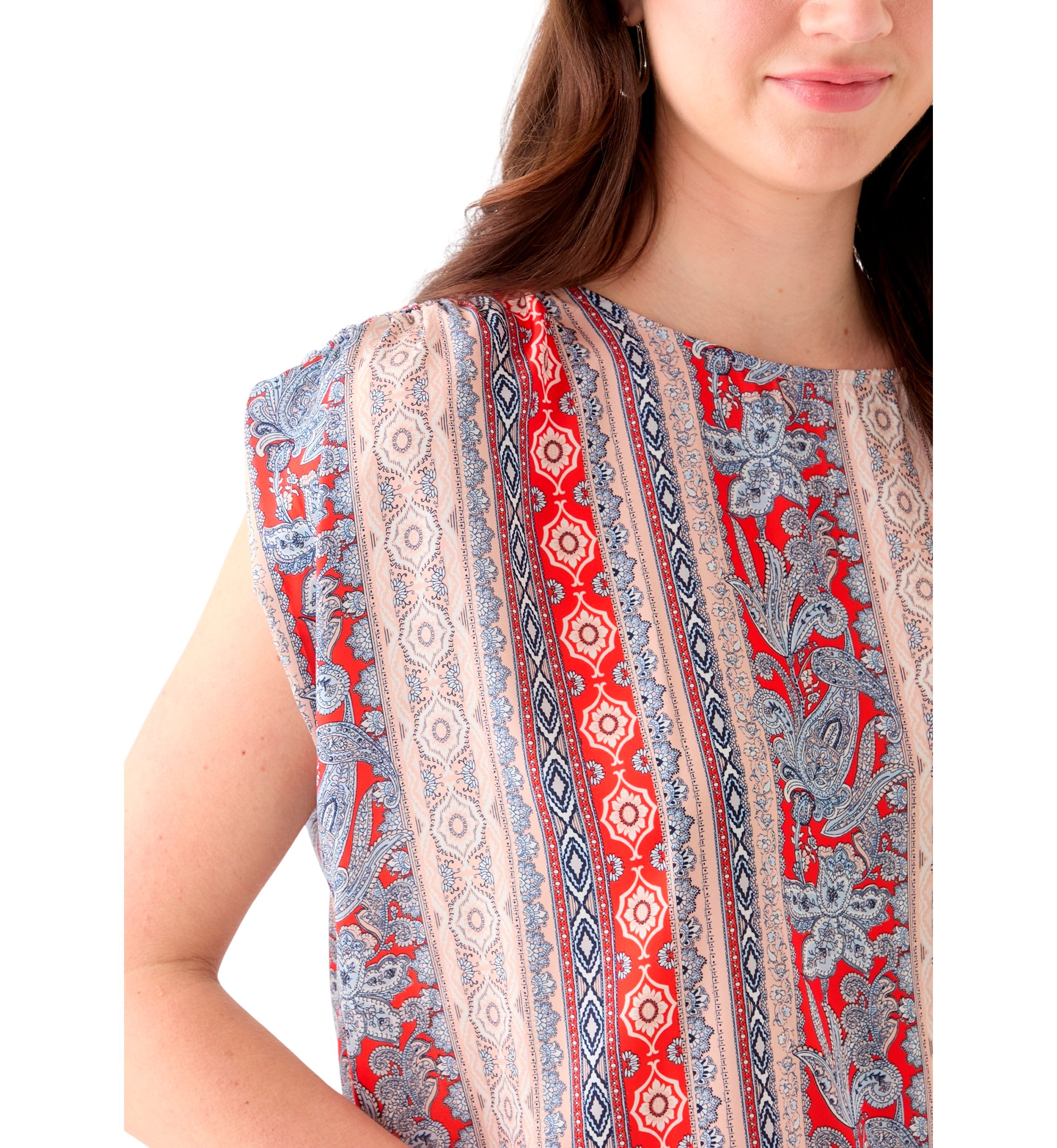 Womens Cap Sleeve Washer Satin Printed Top