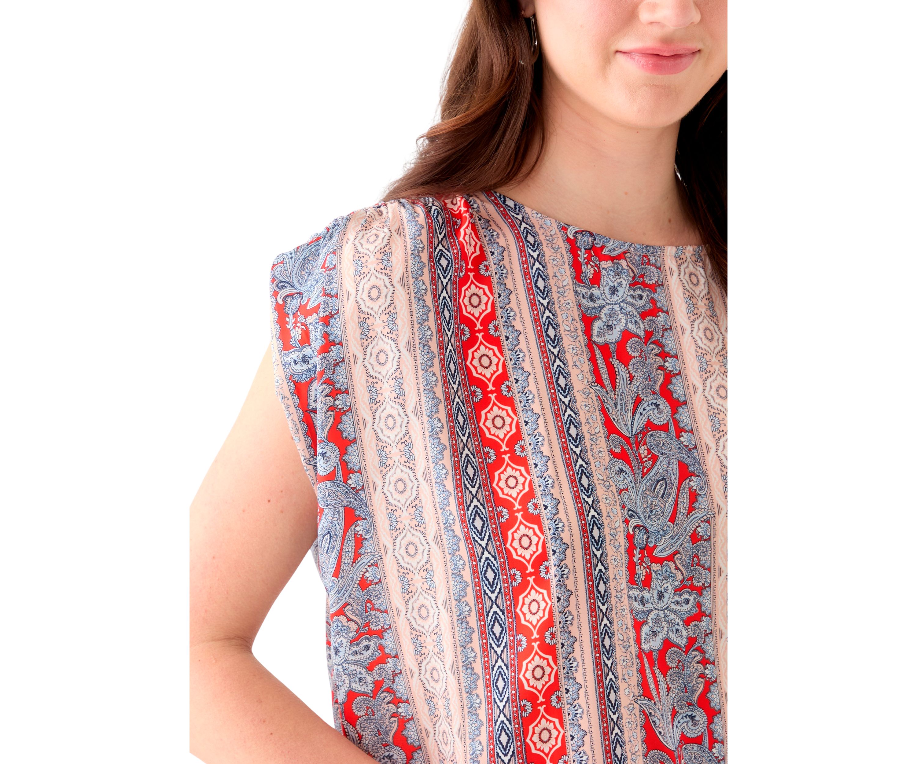 Womens Cap Sleeve Washer Satin Printed Top