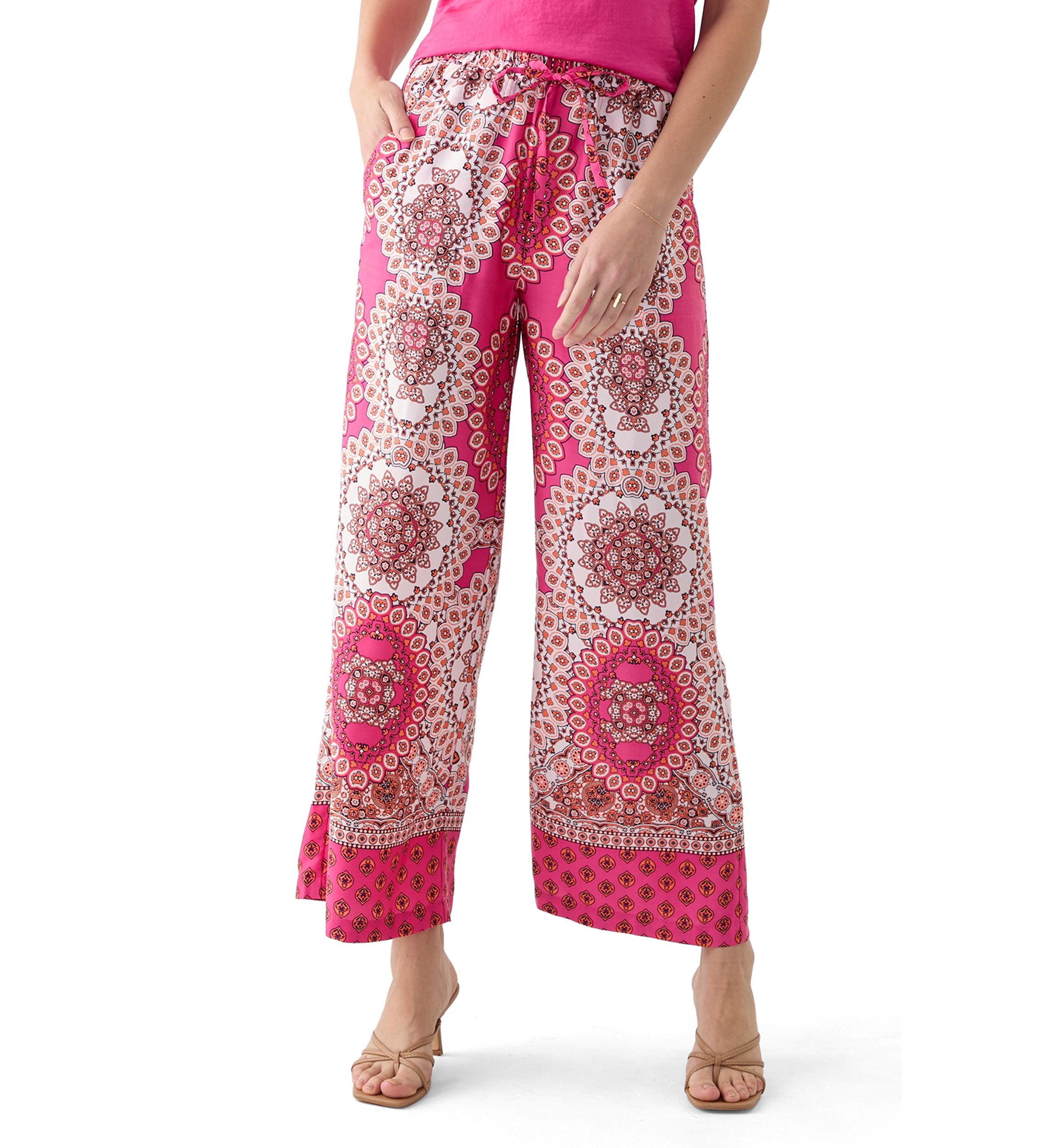 Womens Printed Satin Washed Pants