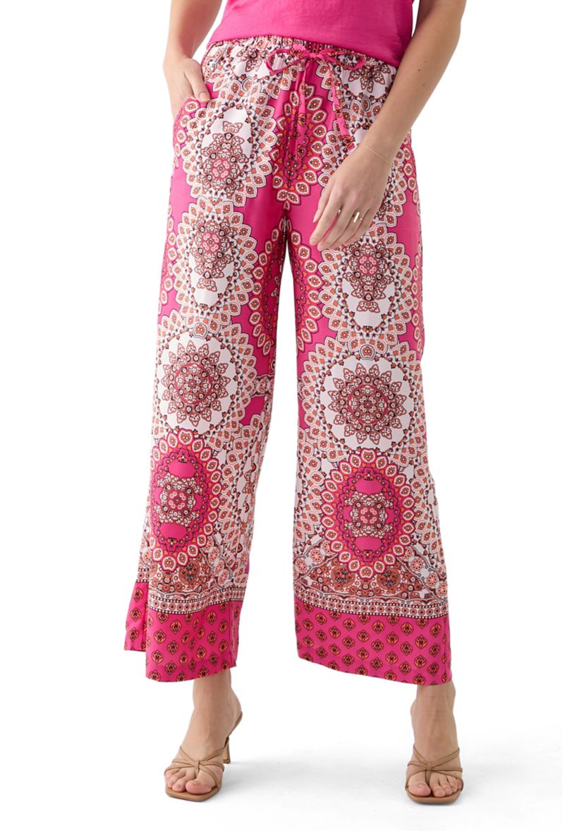 Womens Printed Satin Washed Pants