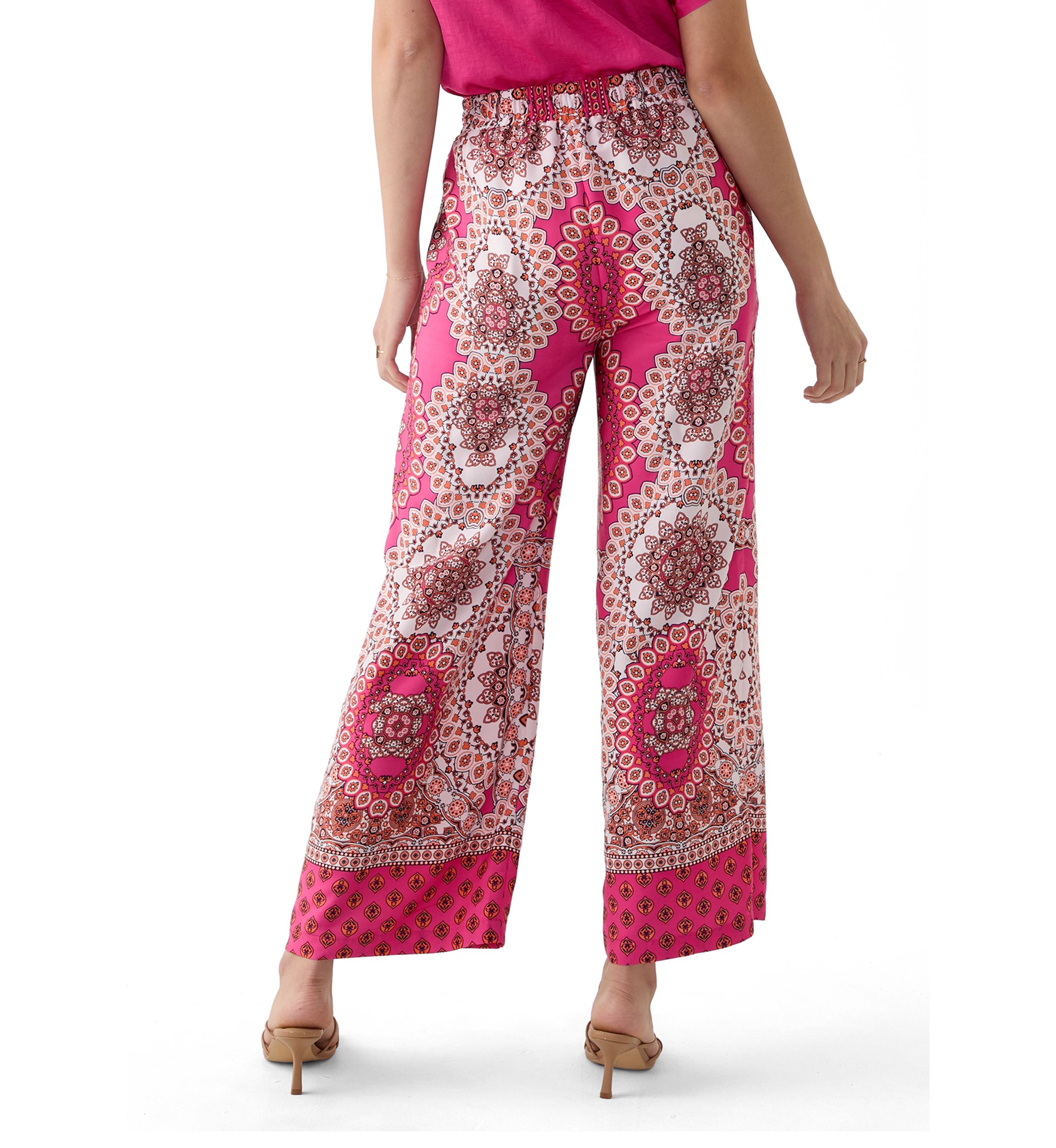 Womens Printed Satin Washed Pants