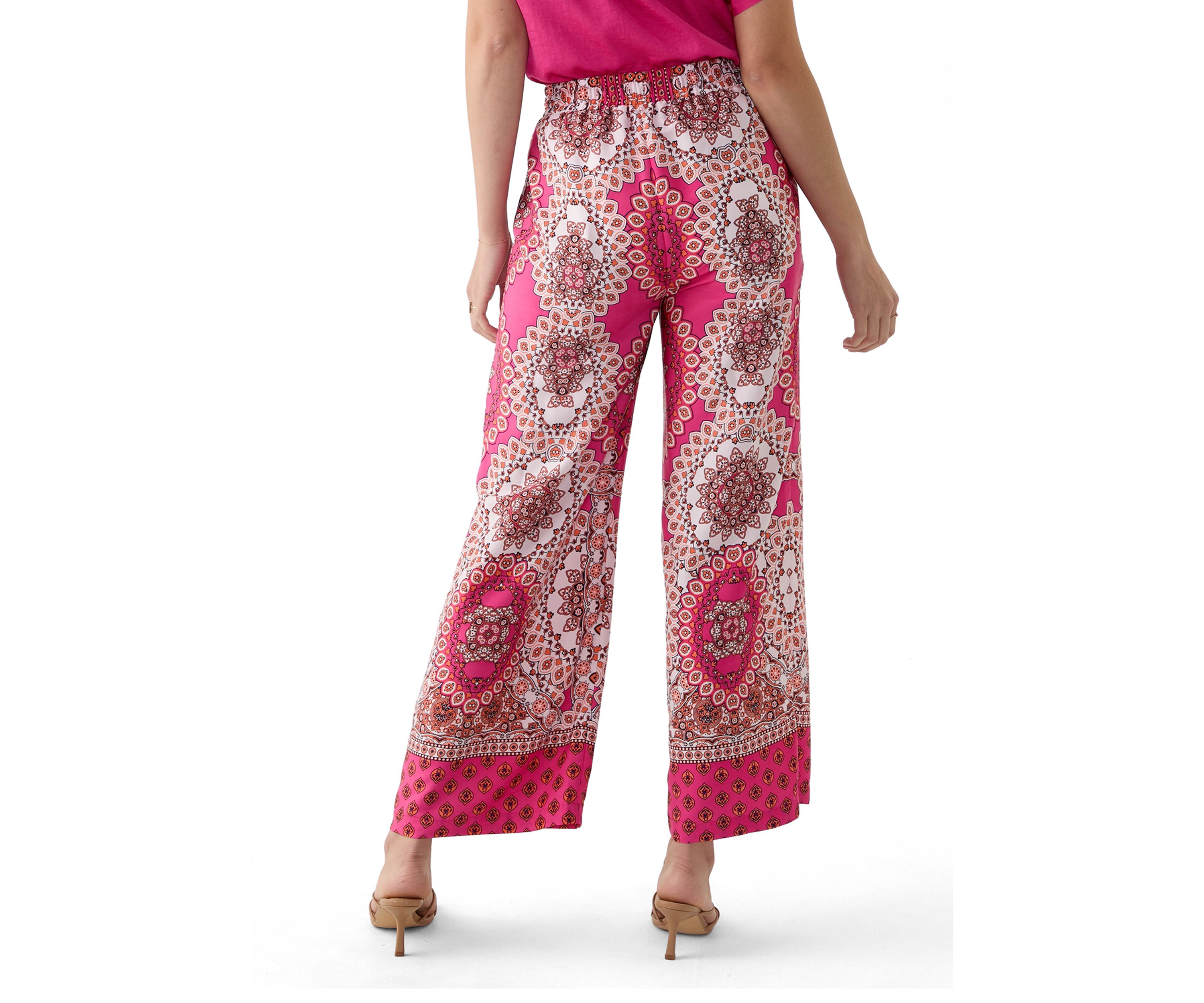 Womens Printed Satin Washed Pants