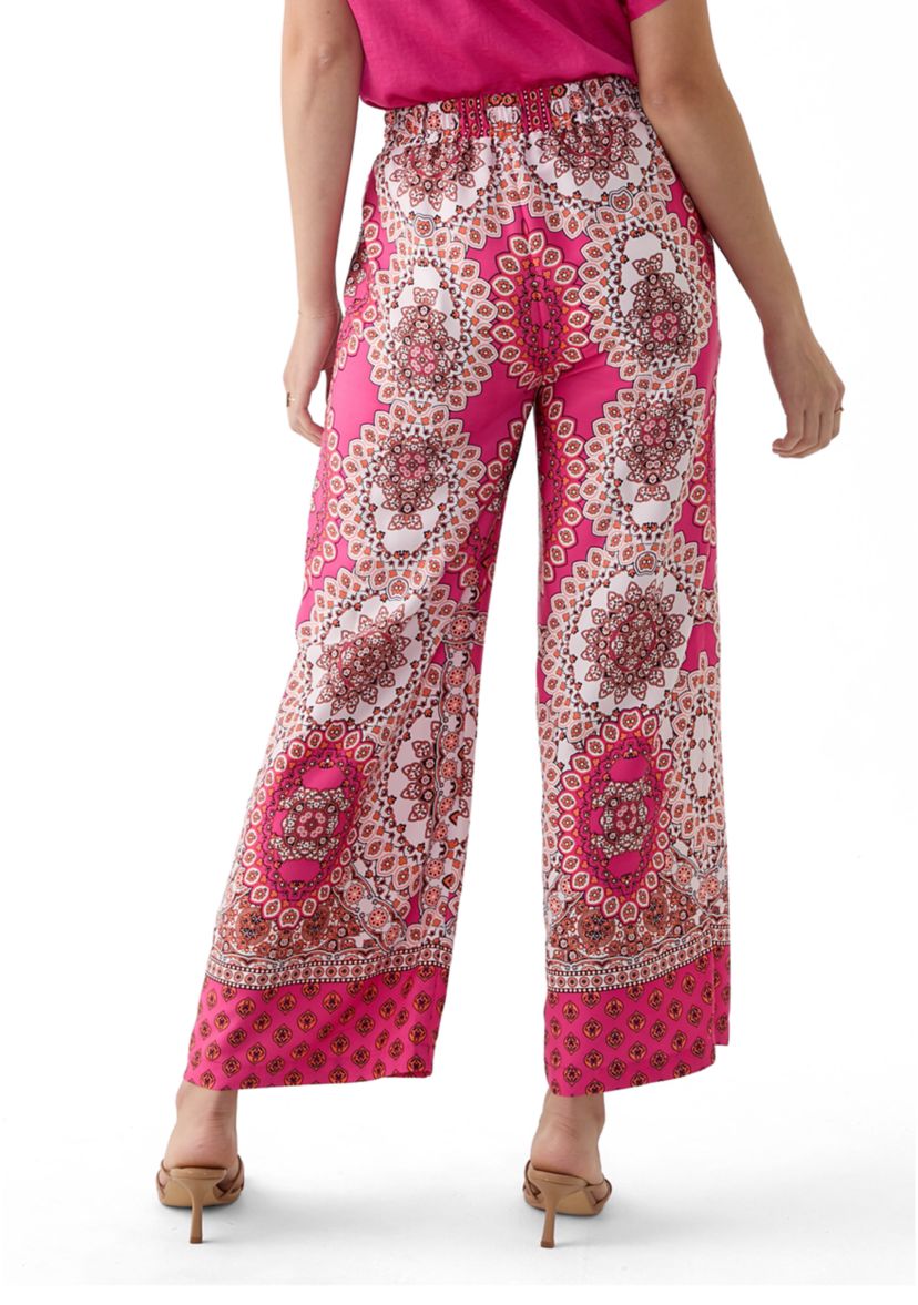 Womens Printed Satin Washed Pants