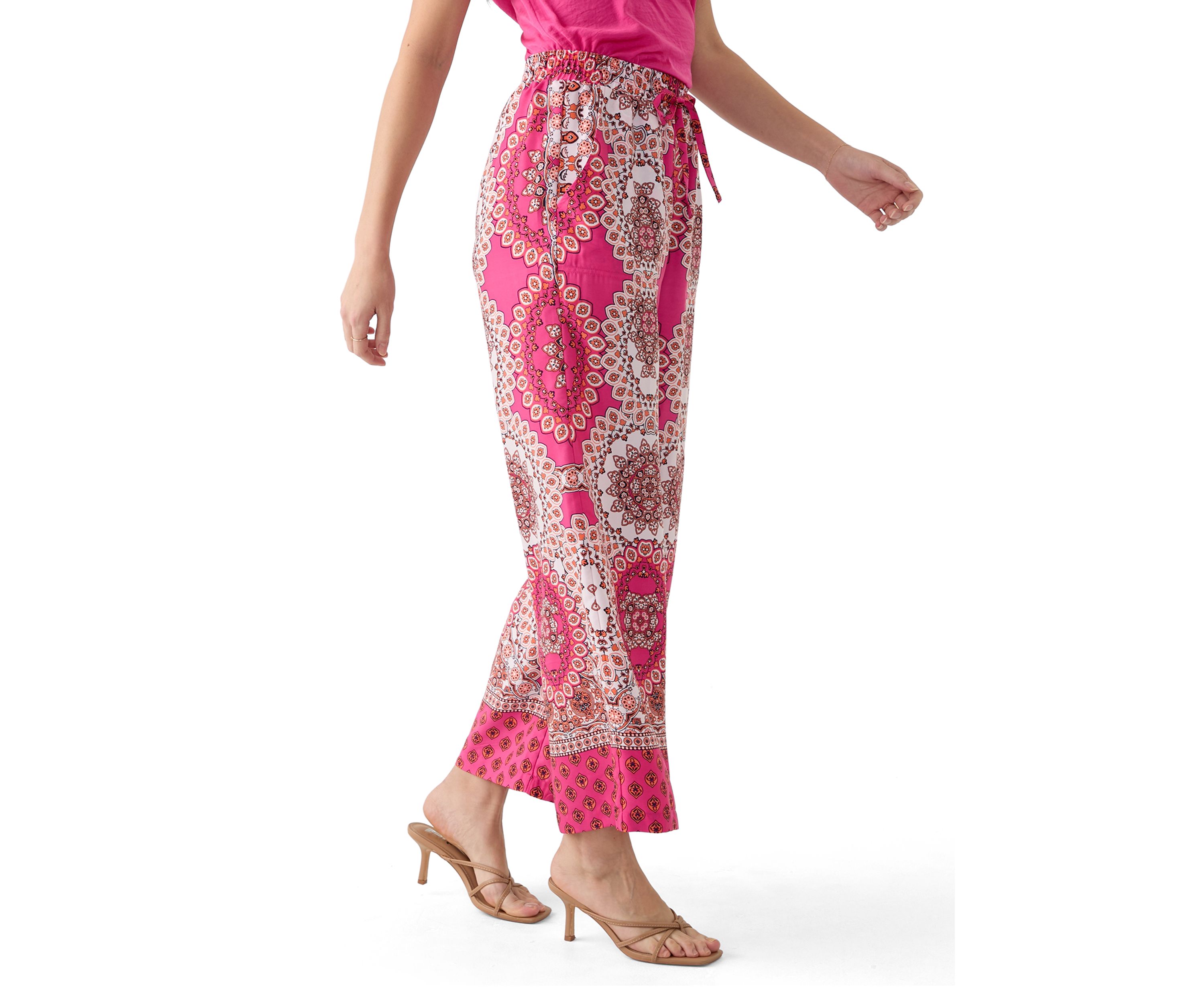 Womens Printed Satin Washed Pants