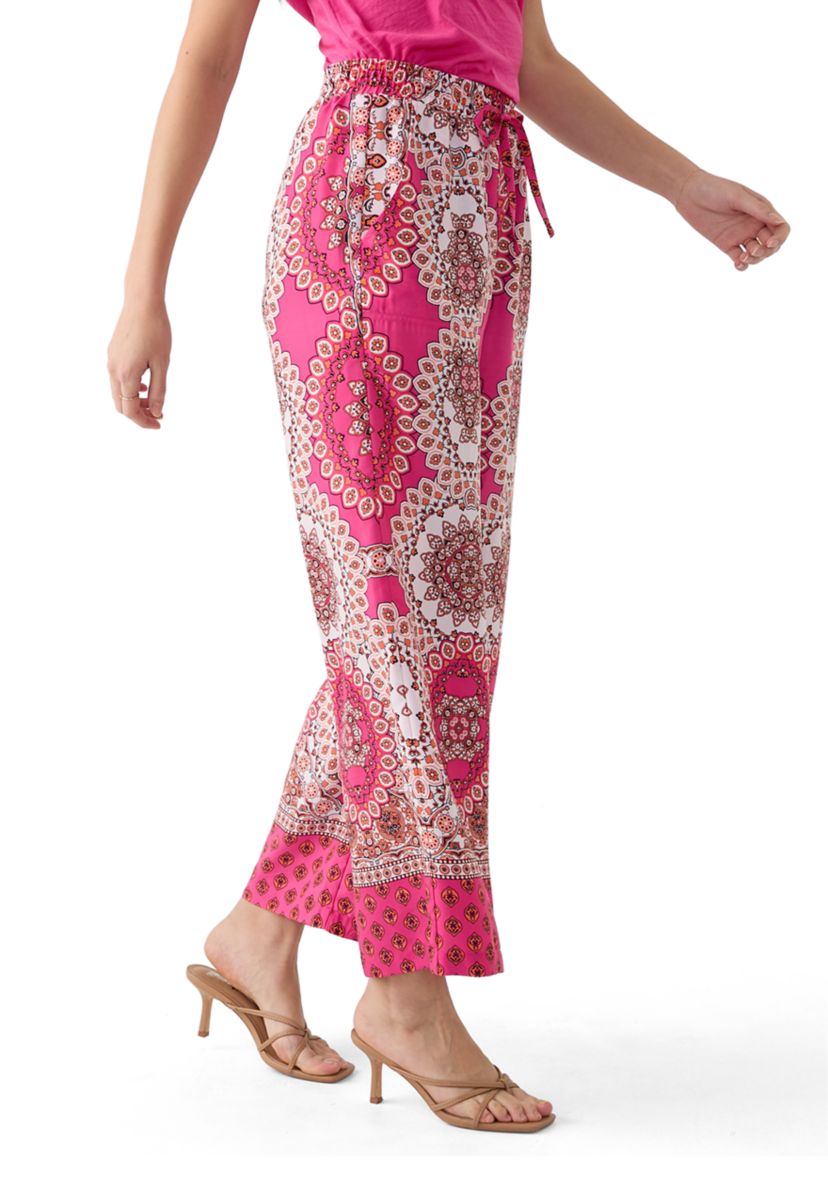 Womens Printed Satin Washed Pants