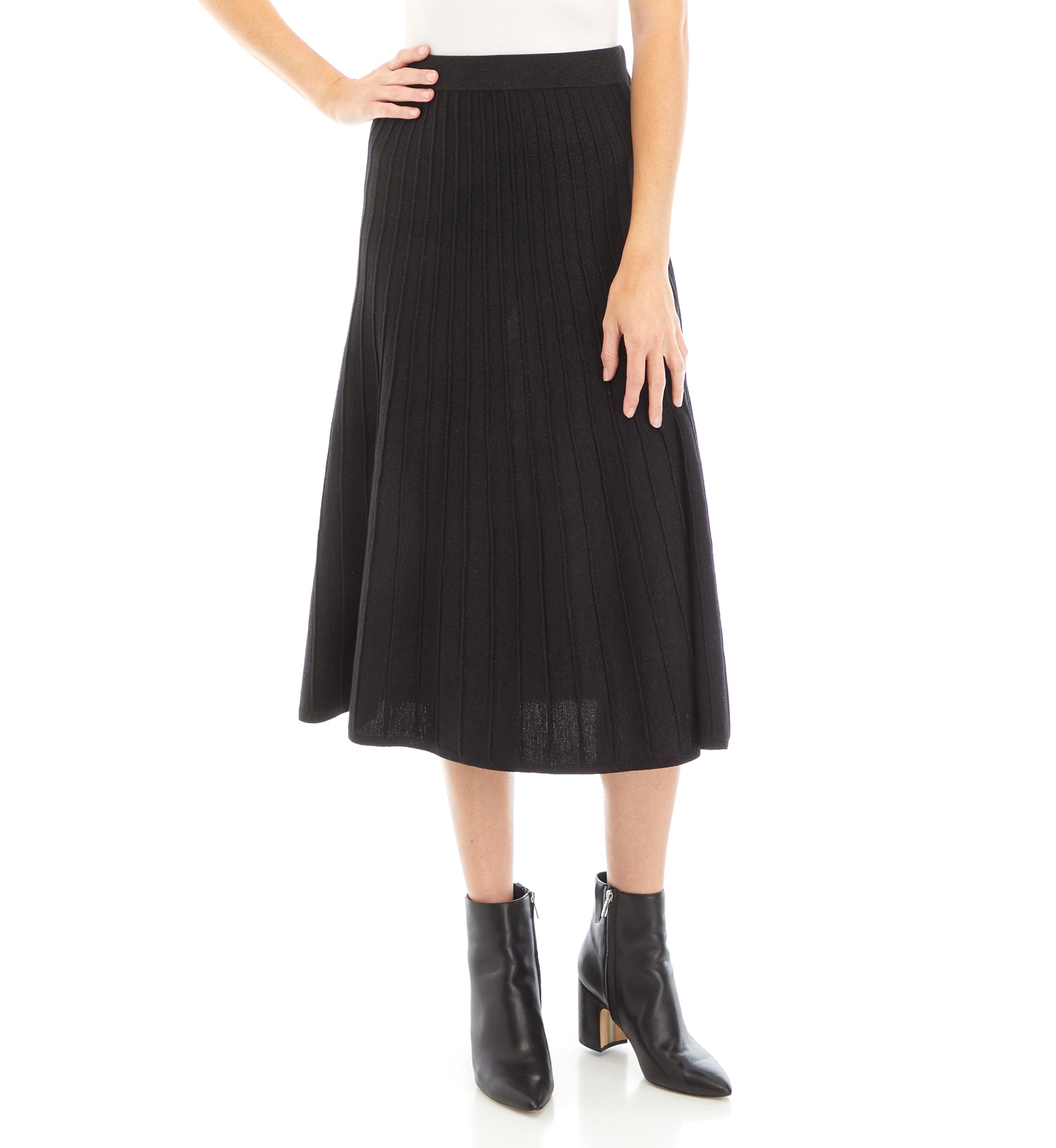 Womens Lurex Knit A-Line Skirt