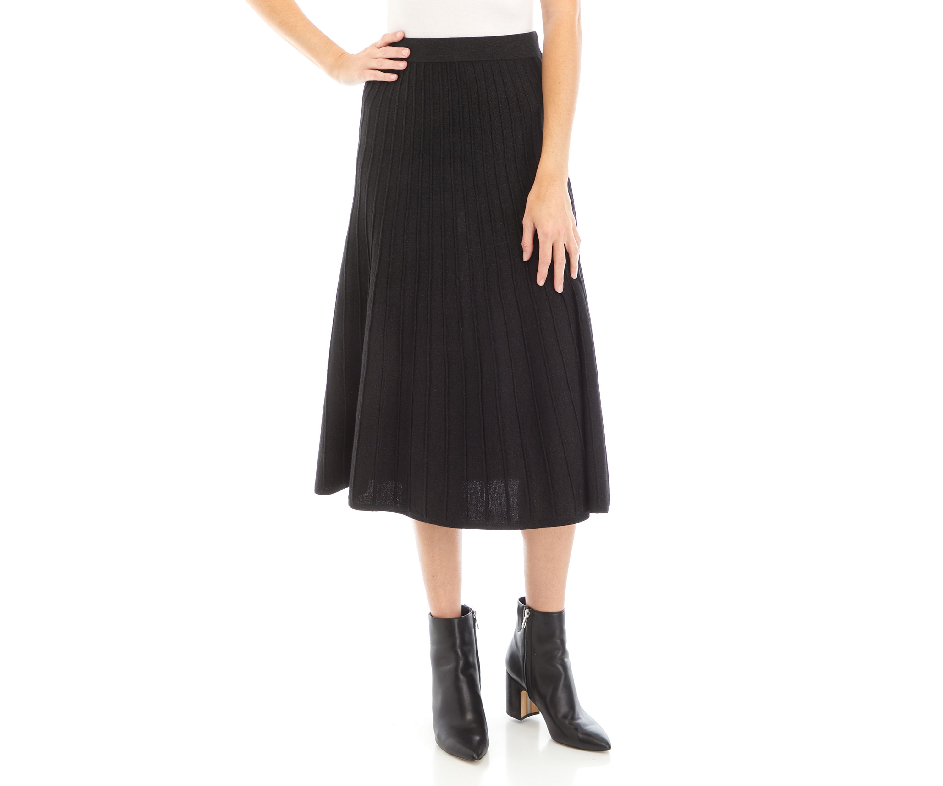 Womens Lurex Knit A-Line Skirt