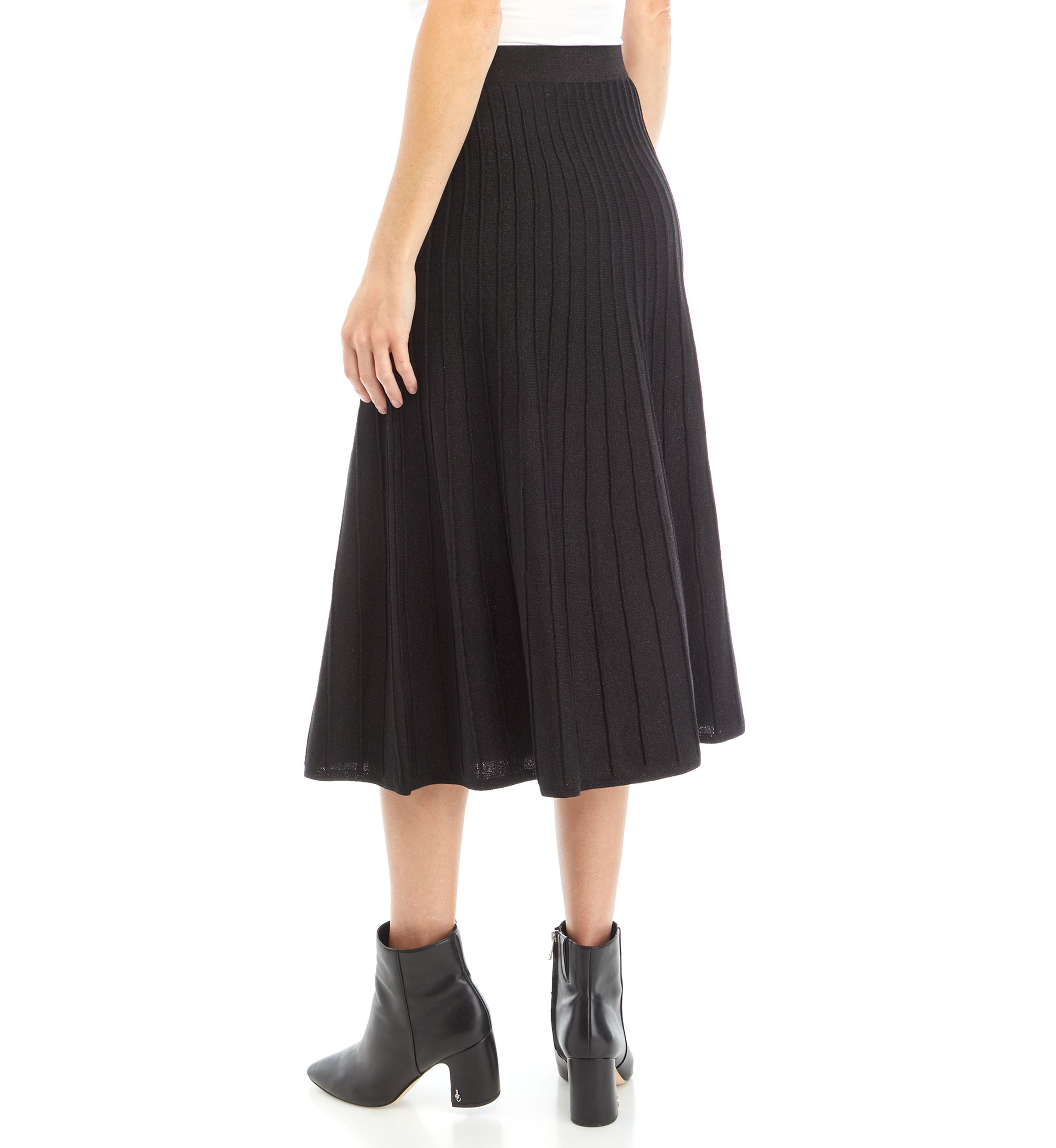 Womens Lurex Knit A-Line Skirt