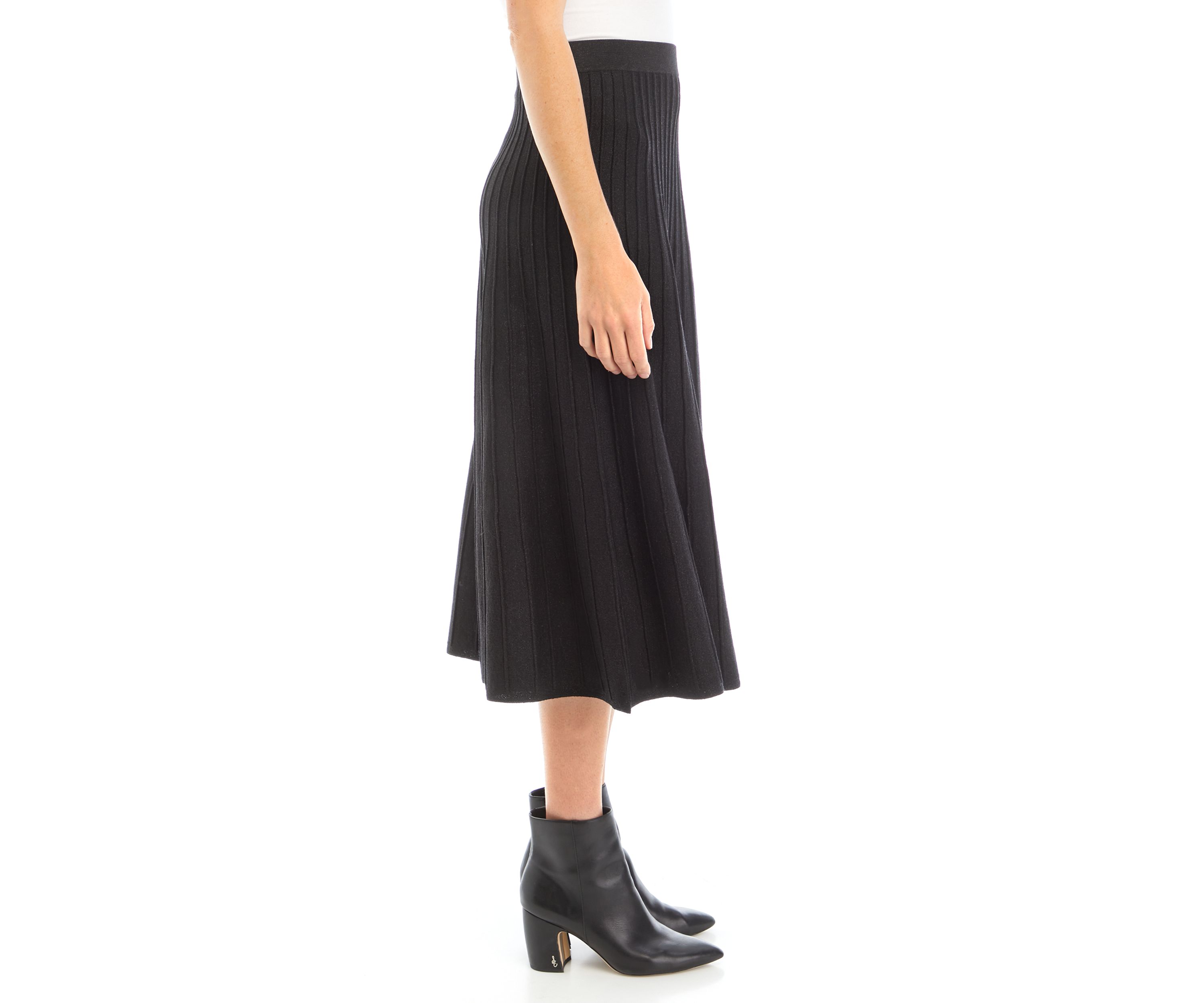Womens Lurex Knit A-Line Skirt