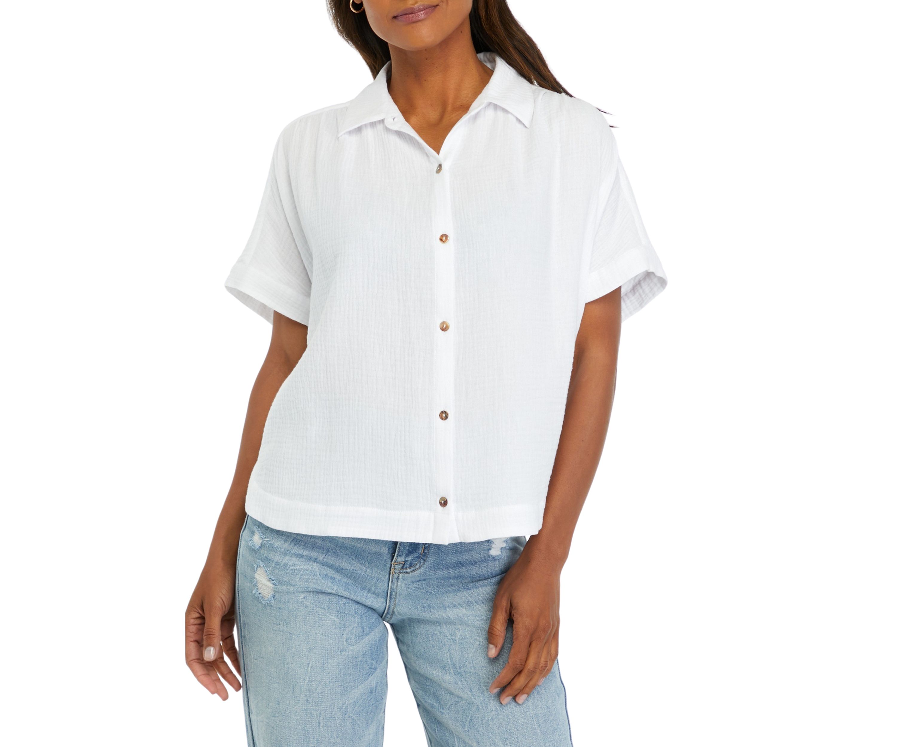 Womens Button Front Camp Shirt
