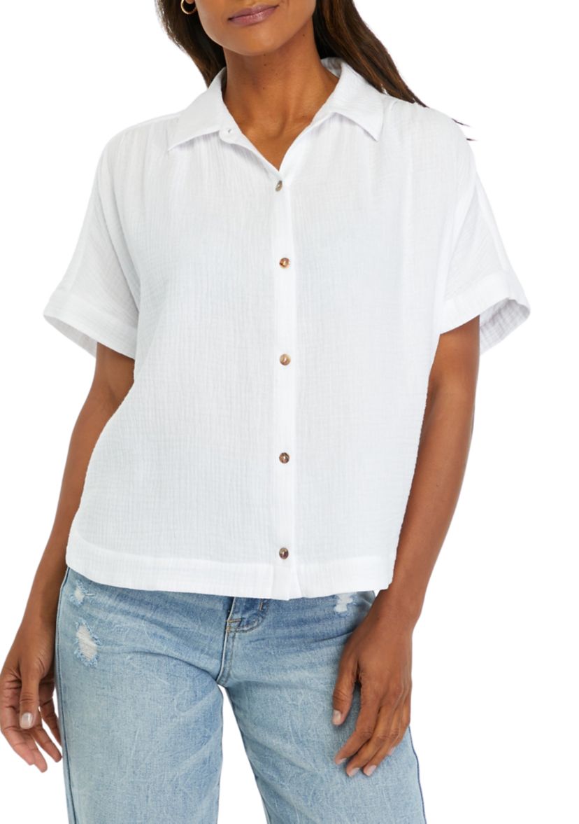 Womens Button Front Camp Shirt
