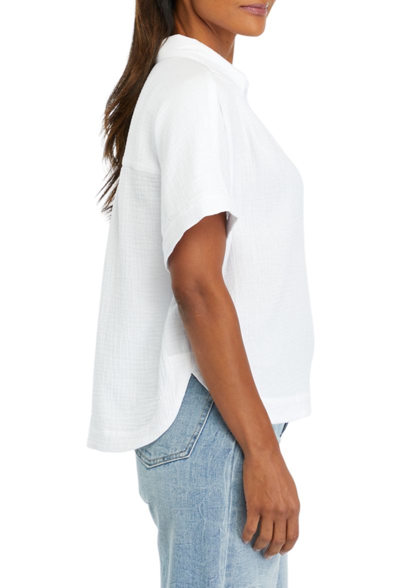 Womens Button Front Camp Shirt