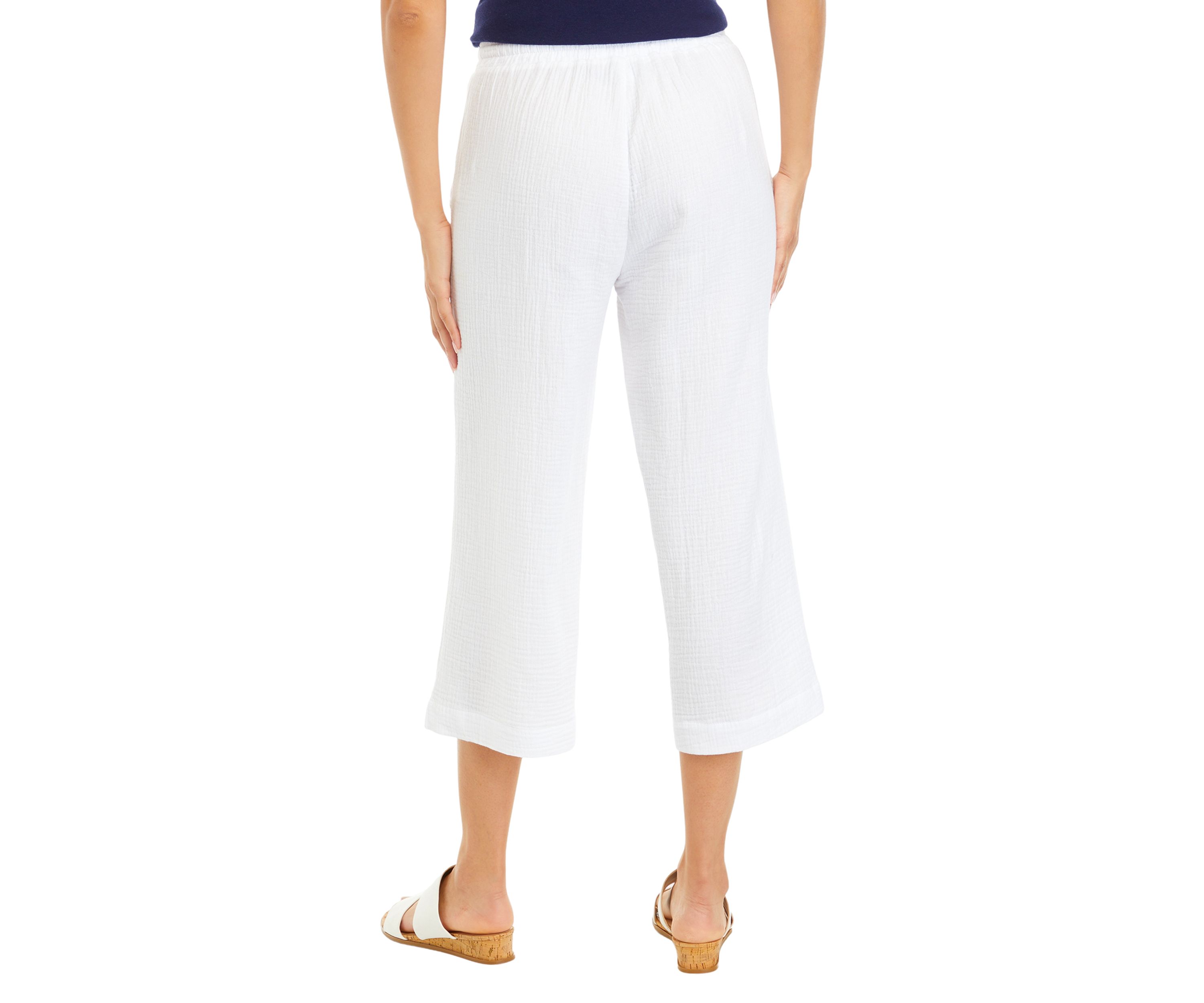 Womens Cotton Gauze Cropped Pants