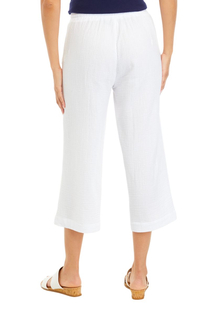 Womens Cotton Gauze Cropped Pants