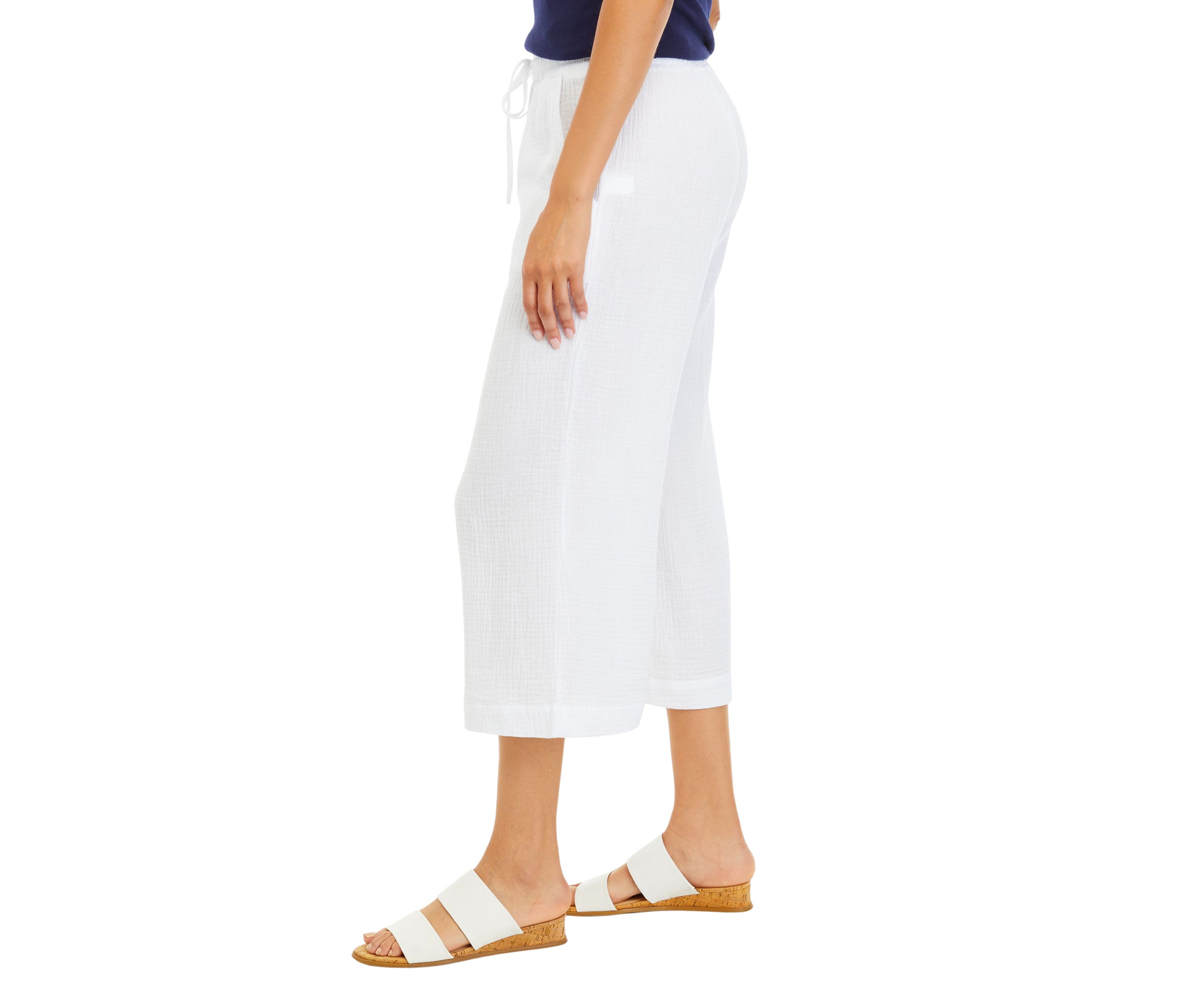 Womens Cotton Gauze Cropped Pants