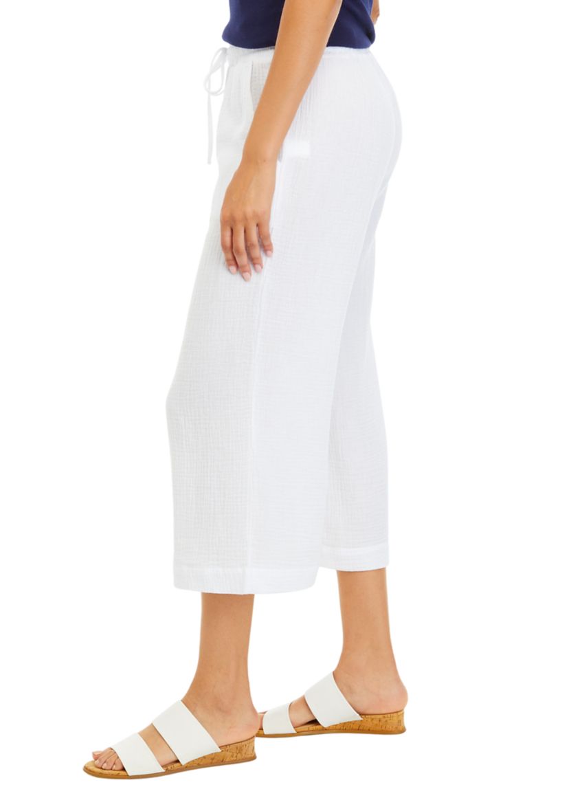 Womens Cotton Gauze Cropped Pants