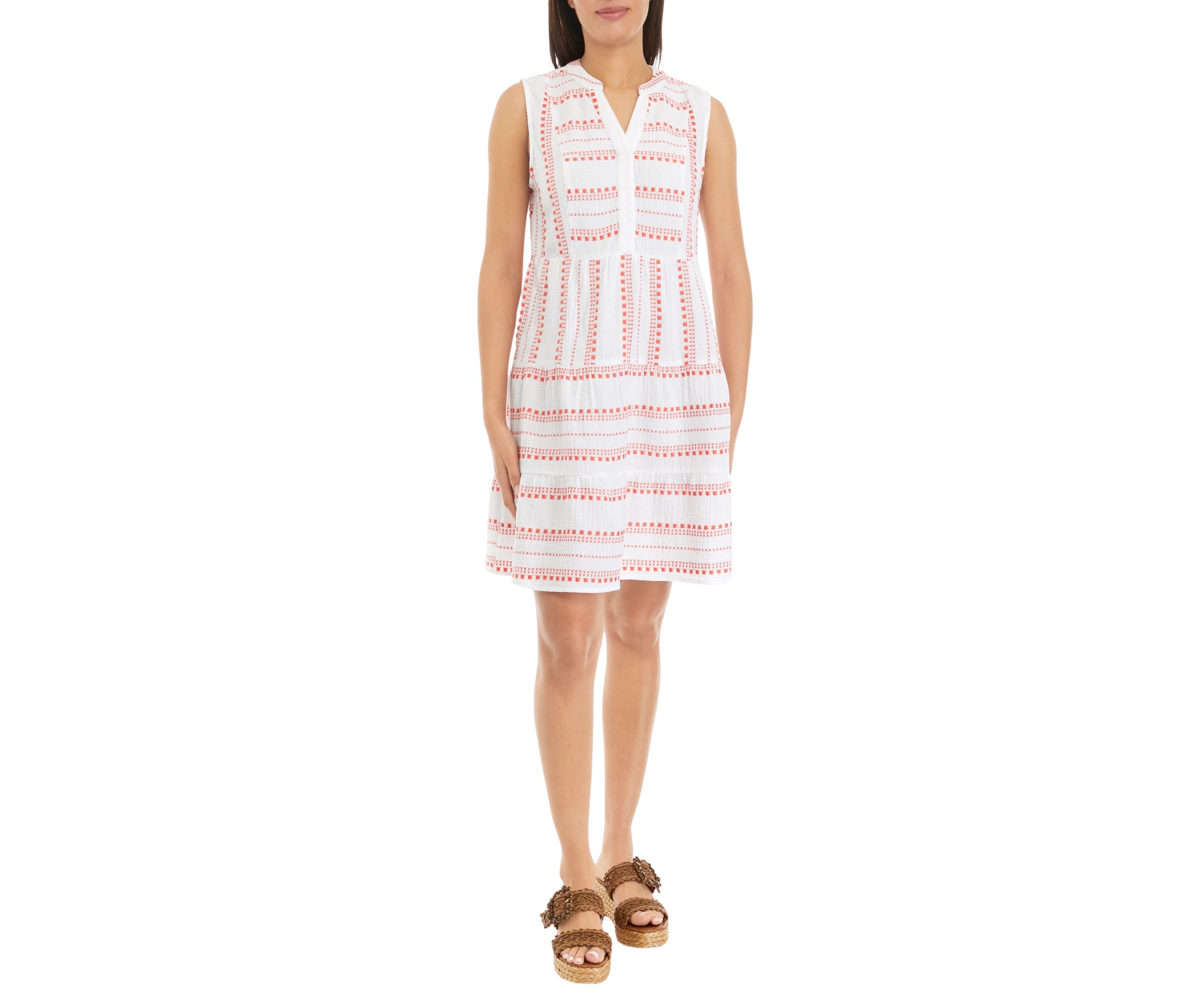 Womens Embroidered Gauze Dress