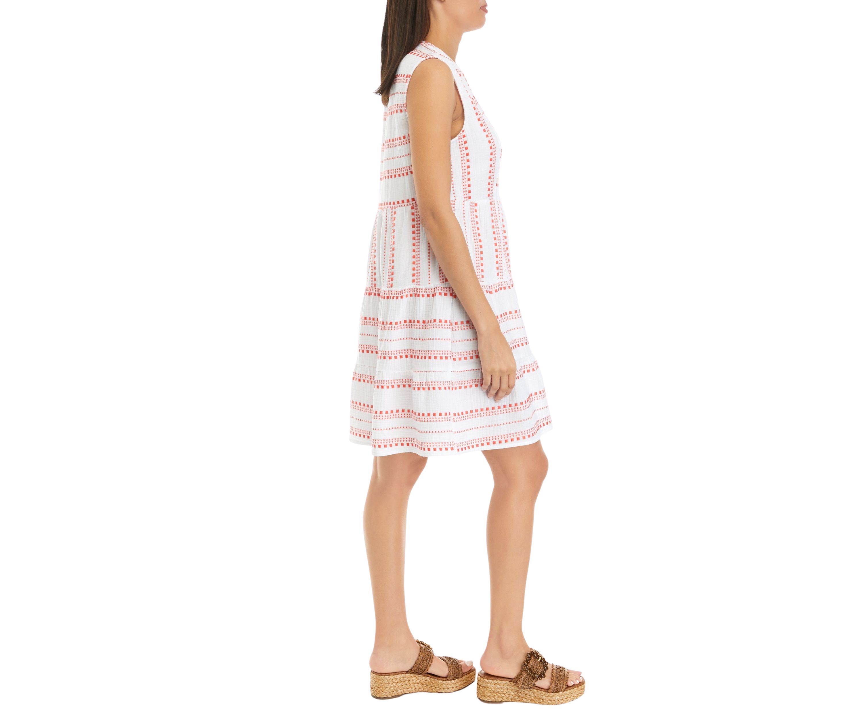 Womens Embroidered Gauze Dress