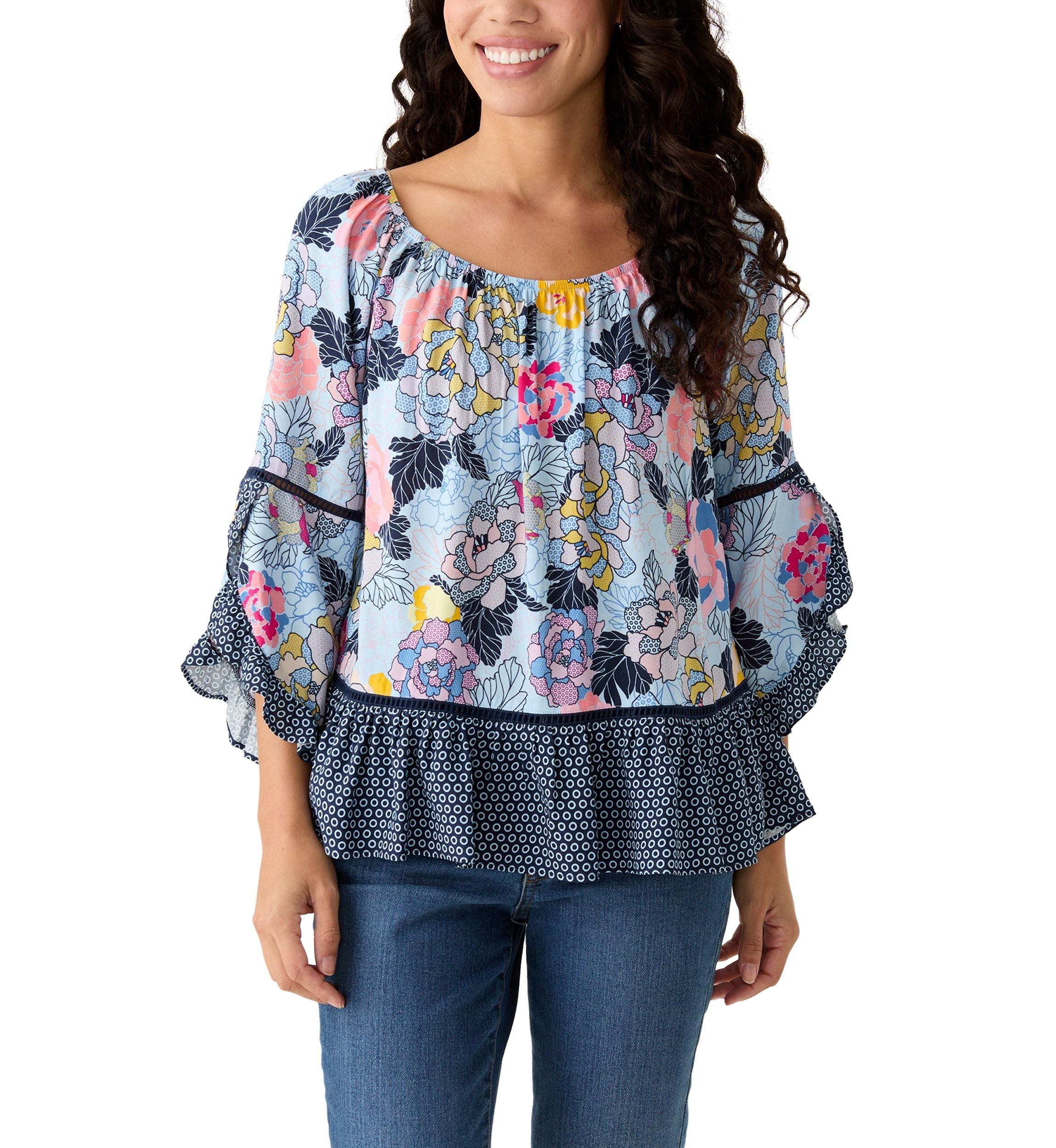 Petite Ruffle Sleeve Blouse
