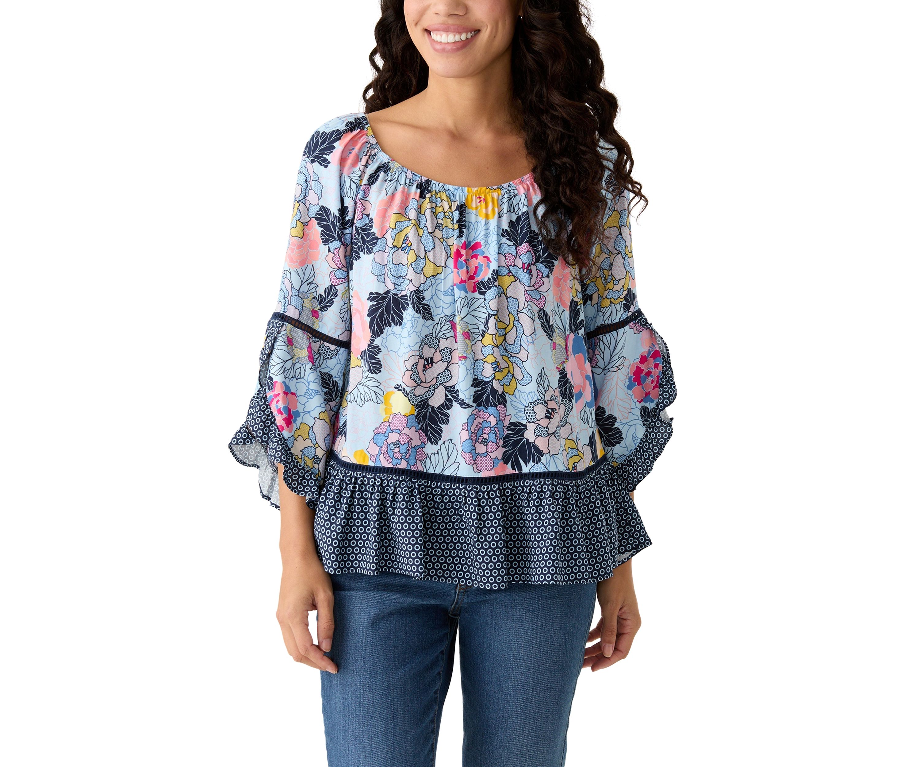 Petite Ruffle Sleeve Blouse