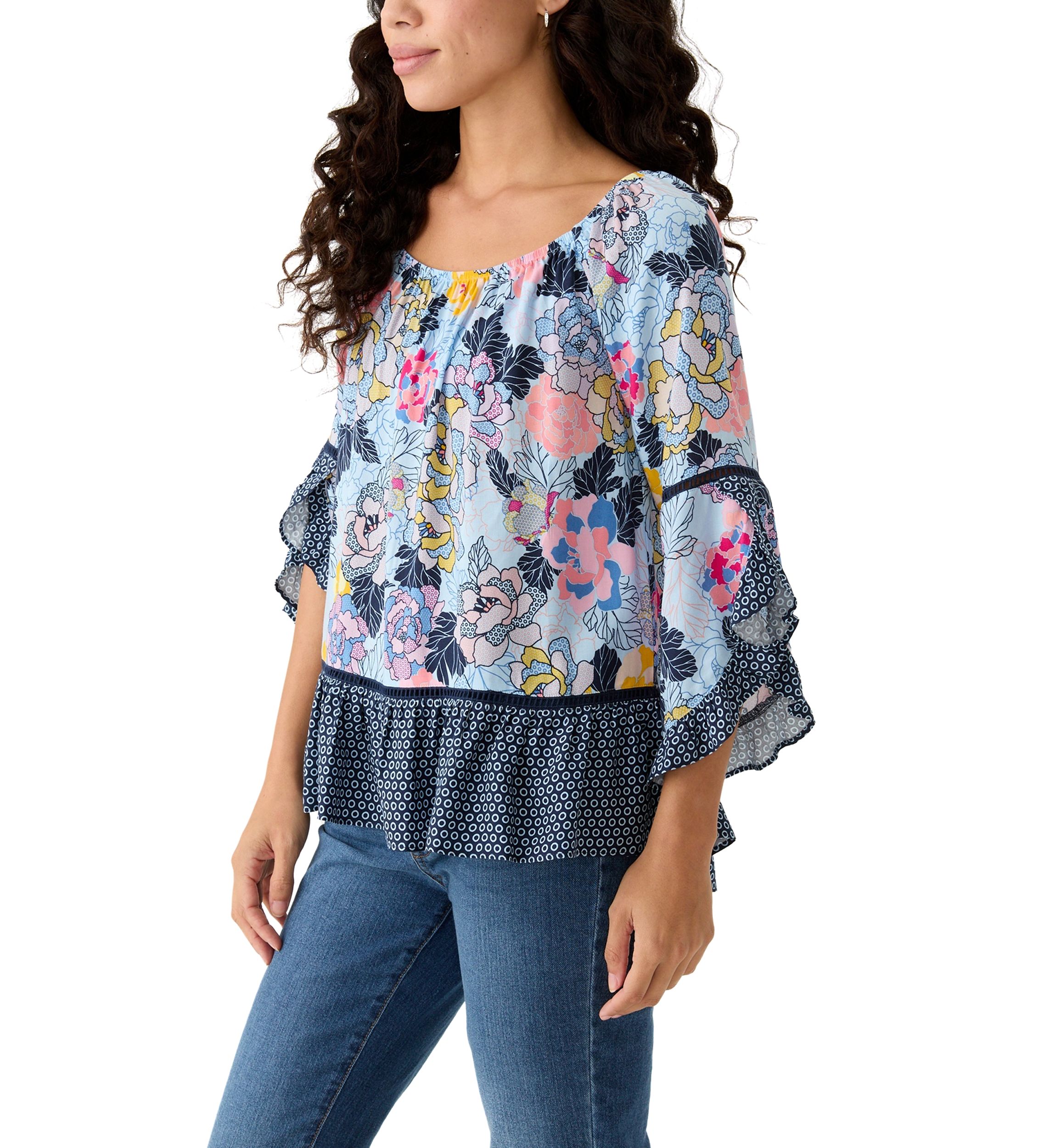 Petite Ruffle Sleeve Blouse