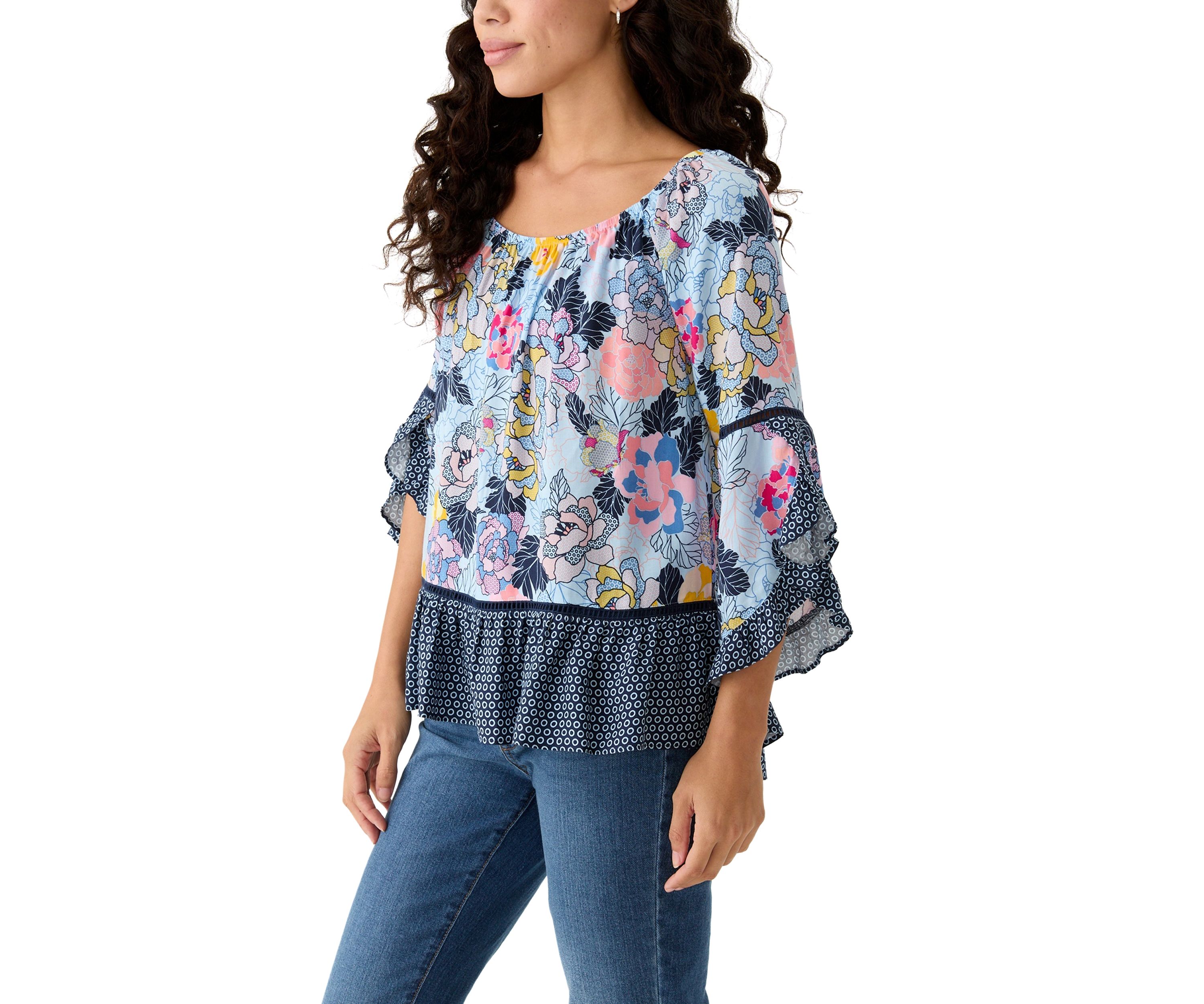Petite Ruffle Sleeve Blouse