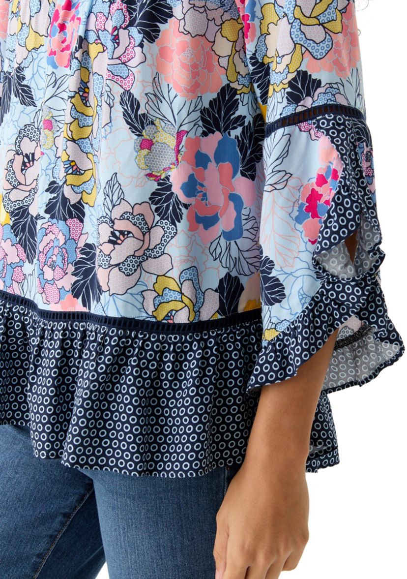 Petite Ruffle Sleeve Blouse