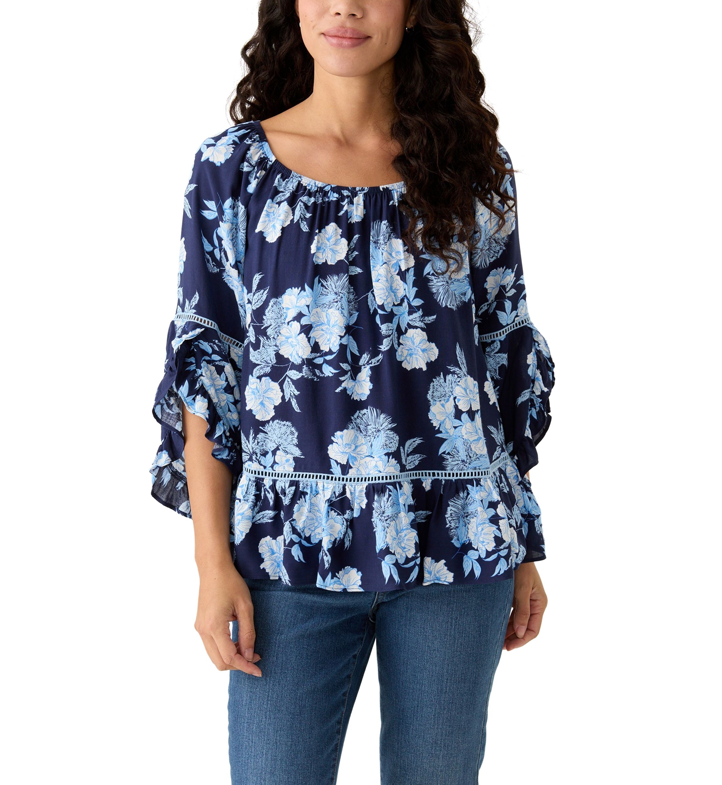 Petite Ruffle Sleeve Blouse
